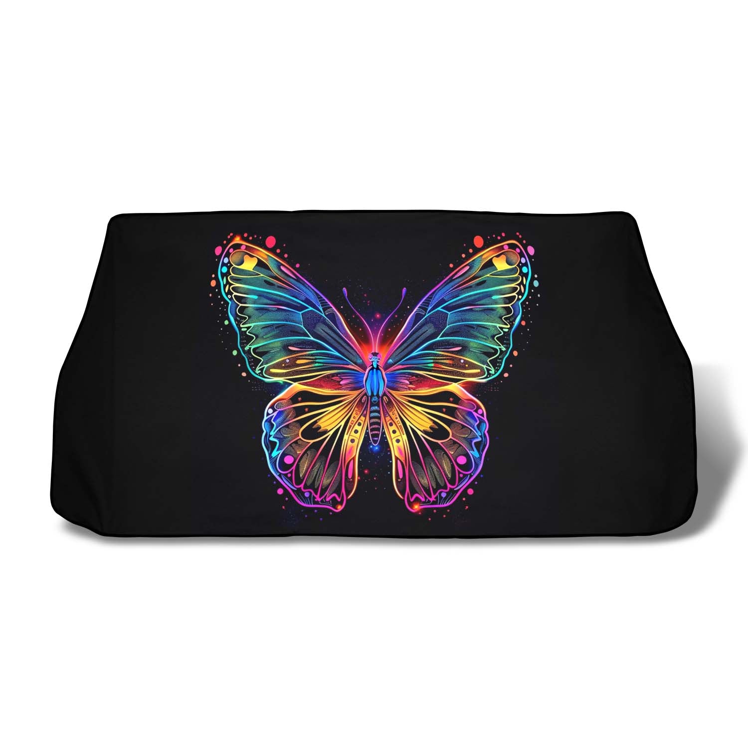 Faux Embroidery Car Windshield Sunshade, Universal Fit Embroidered Butterfly, Fit with all car, UV Rays and Heat Sun Visor Protector Foldable Sun Shade Umbrella, Butterfly 06 - Delicate Leather
