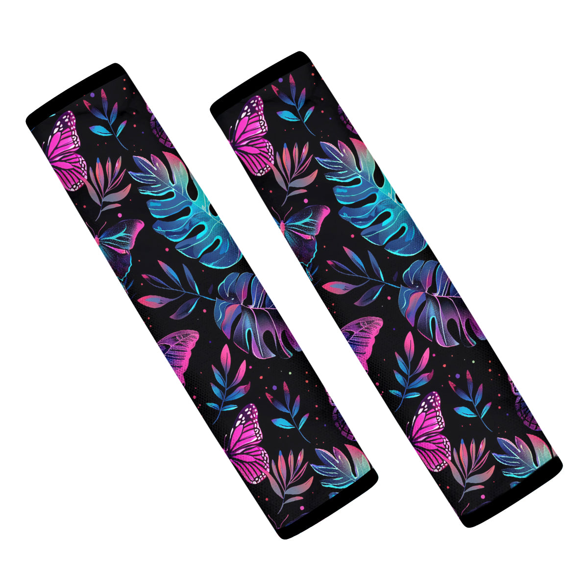 Tropical Rainforest Seat Belt Covers (2PCS), Forest Botanical Microfiber Leather Seat Belt Shoulder Pads for More Comfortable Driving, Tropical 07 - Delicate Leather