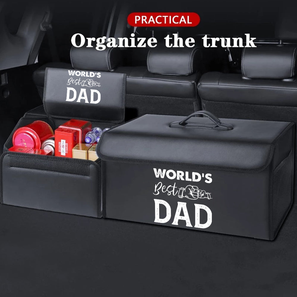 World's Best Dad Foldable Trunk Storage Luggage Organizer Box, Custom-Fit For Car, SUV Trunk Organizer Van Cargo Carrier Caddy for Shopping, Camping Picnic, Home Garage, Father's Day Gift 05