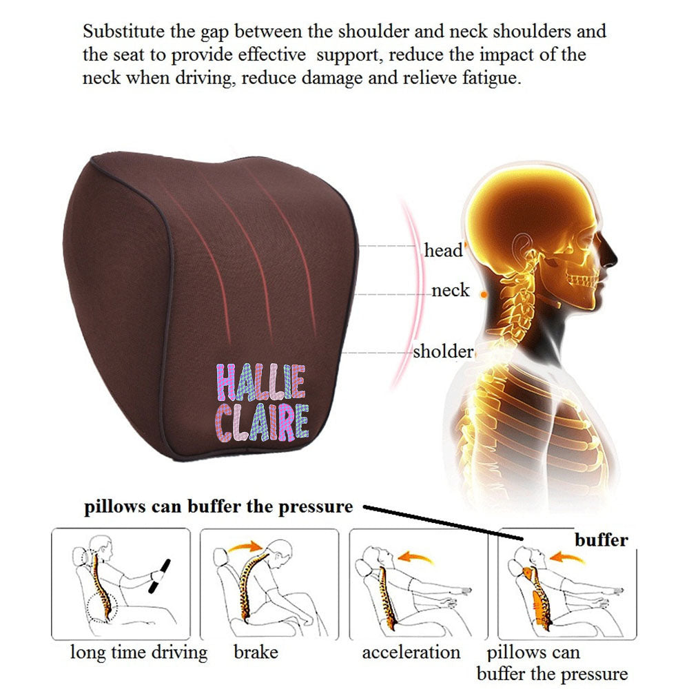 Custom Name Lumbar Support Cushion for Car and Headrest Neck Pillow Kit, Personalized Gift, Custom For Cars, Ergonomically Design for Car Seat, Car Accessories, Personalised Lumbar Support Cushion, Name Lumbar Support Cushion L1 - Delicate Leather