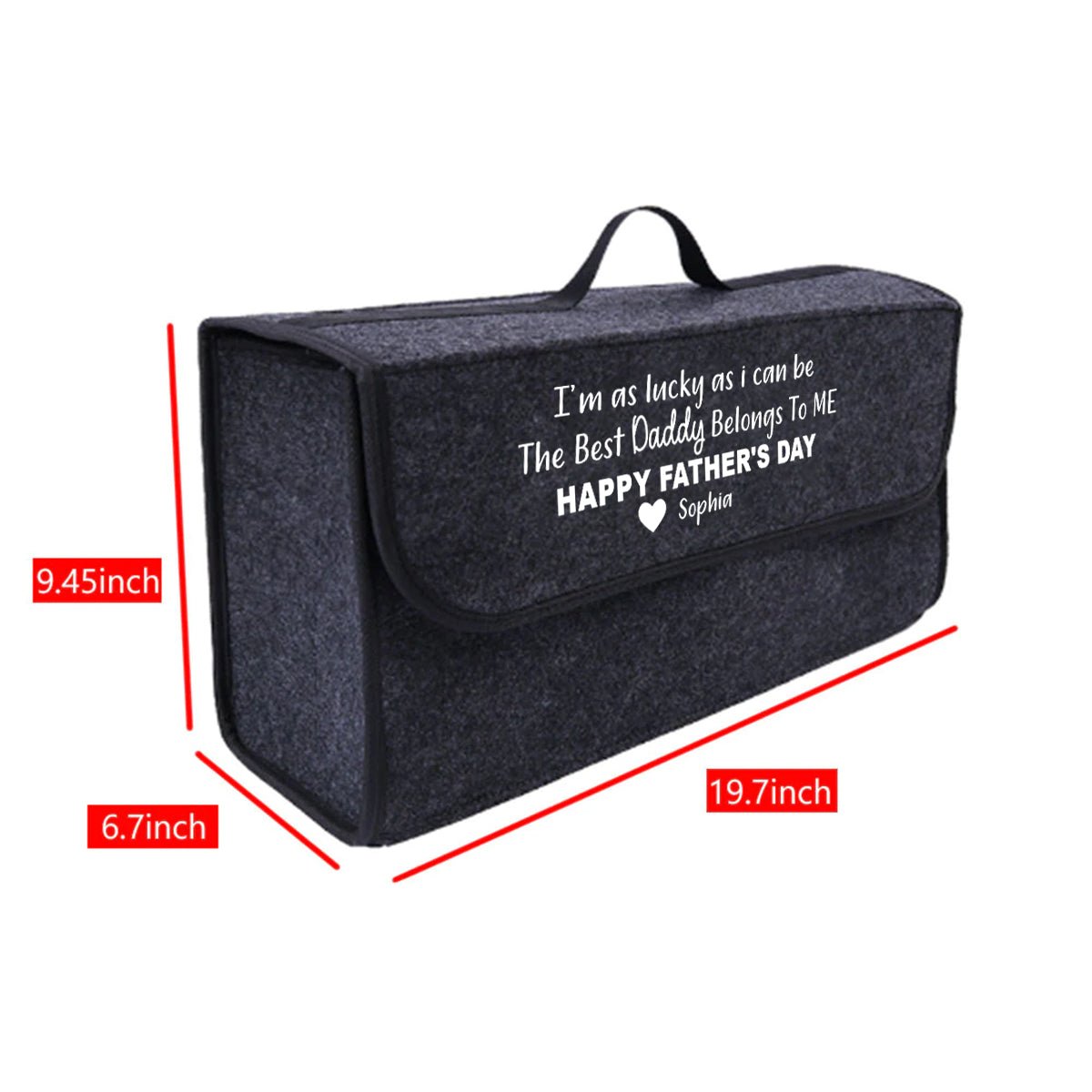 Personalized Soft Felt Car Bag Organizer, Happy Father's Day Folding Car Storage Box Non Slip Fireproof Car Trunk Organizer, Custom For Your Cars, Car Accessories, Gift for Daddy - Delicate Leather