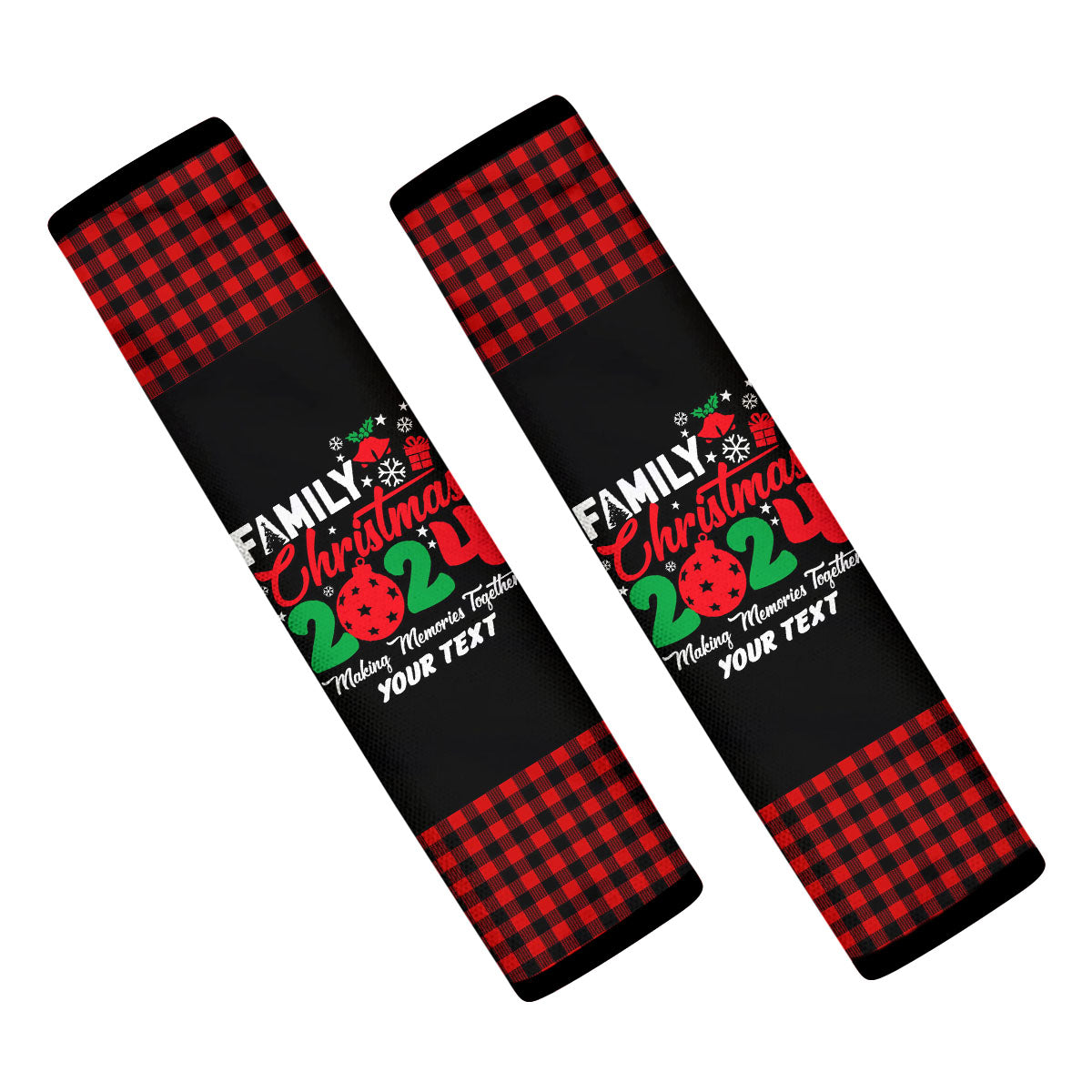 Custom Family Christmas 2024 Seat Belt Covers (2PCS) , Microfiber Leather Seat Belt Shoulder Pads for More Comfortable Driving, Christmas 02