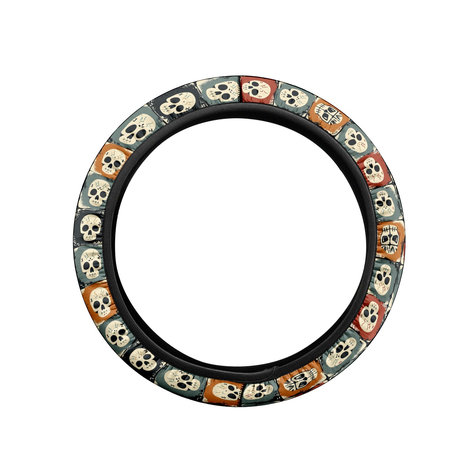 Happy Halloween Car Steering Wheel Cover Update Version, Cute Skill Custom-Fit for Car, Premium Leather Car Steering Wheel Cover , Car Accessories, Halloween 04