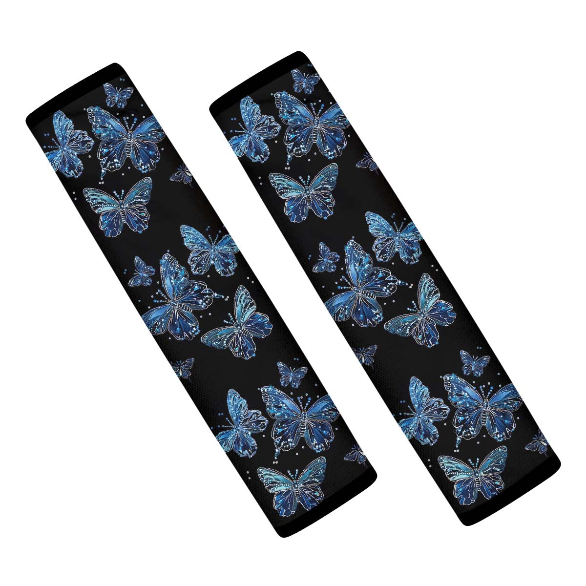 Faux Embroidery Seat Belt Covers (2PCS), Universal Fit Embroidered Blue Butterfly, Microfiber Leather Seat Belt Shoulder Pads for More Comfortable Driving, Butterfly 02 - Delicate Leather