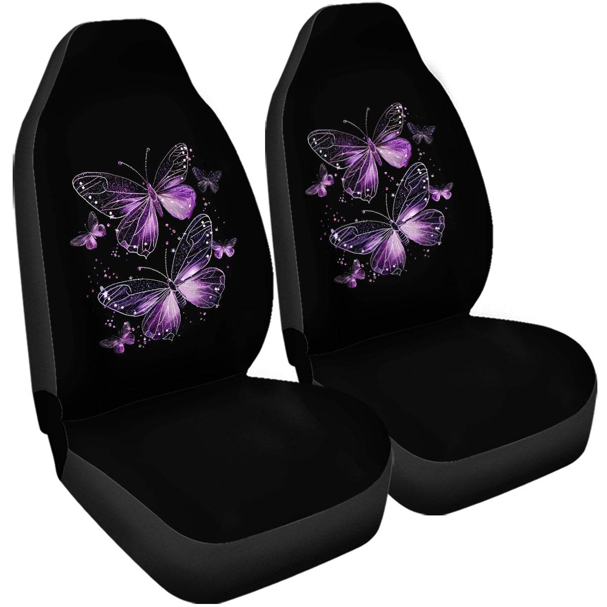 Faux Embroidery Car Seat Covers for Women, Universal Fit Embroidered Purple Butterfly Seat Covers Full Set, Pretty Sequins Purple Butterflies Seat Covers for Car, Gift 06