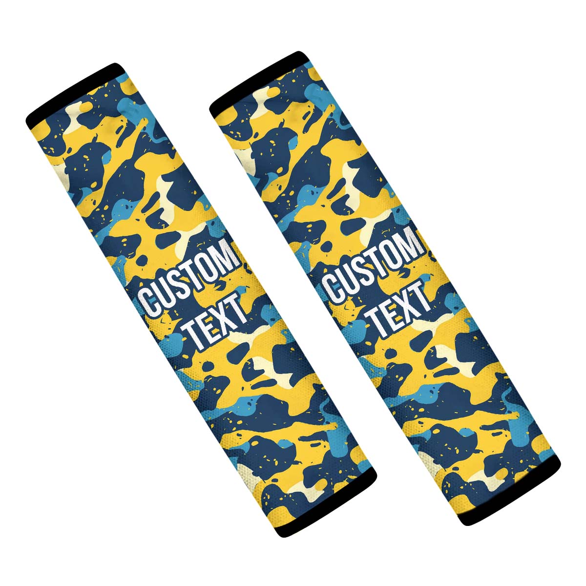 Personalized Custom Camo Seat Belt Covers (2PCS) Blue And Yellow Camo Camouflage, Microfiber Leather Seat Belt Shoulder Pads for More Comfortable Driving, Camo 15