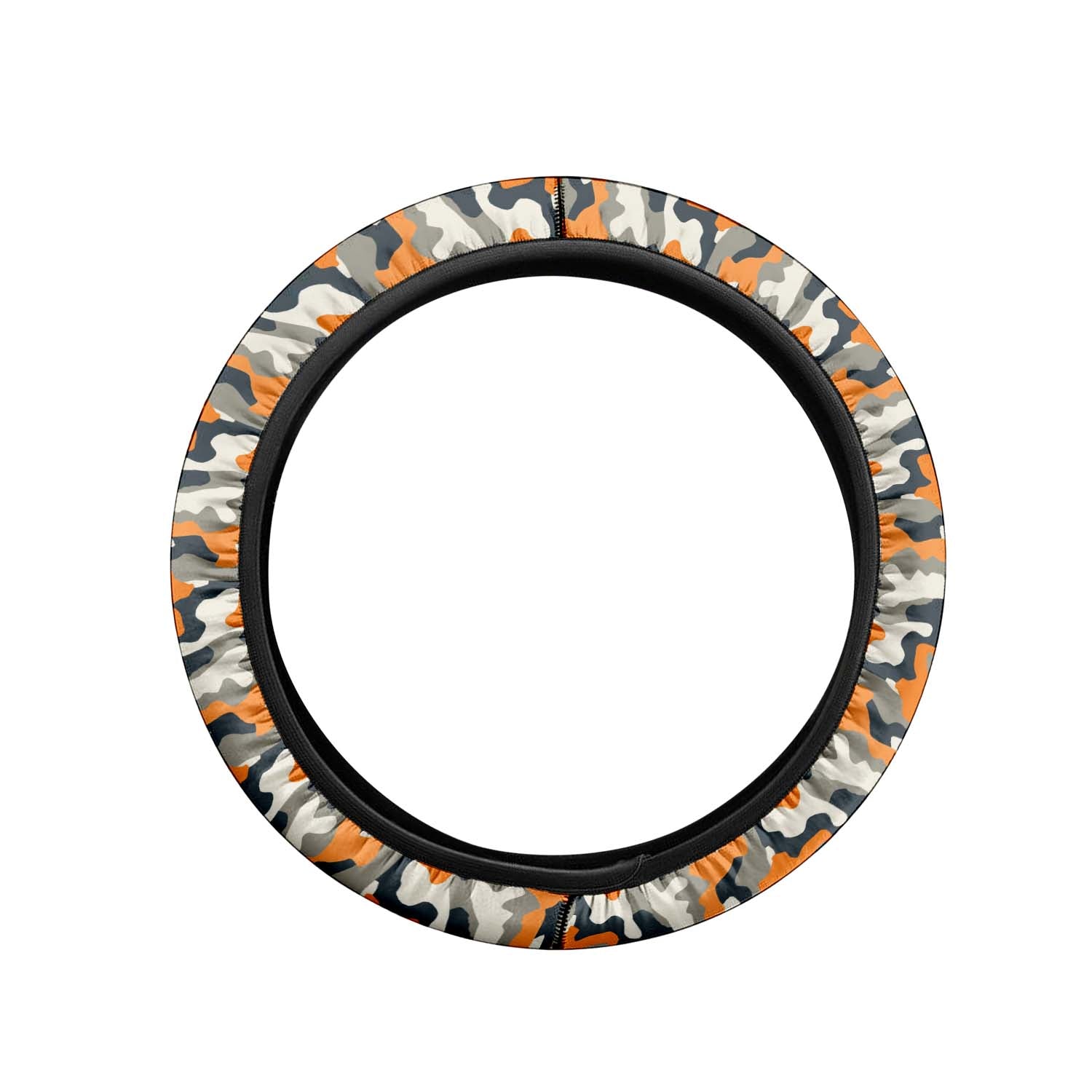Car Steering Wheel Cover Update Version, Orange And Gray Camo Camouflage Custom-Fit for Car, Premium Leather Car Steering Wheel Cover , Car Accessories, Camo 01