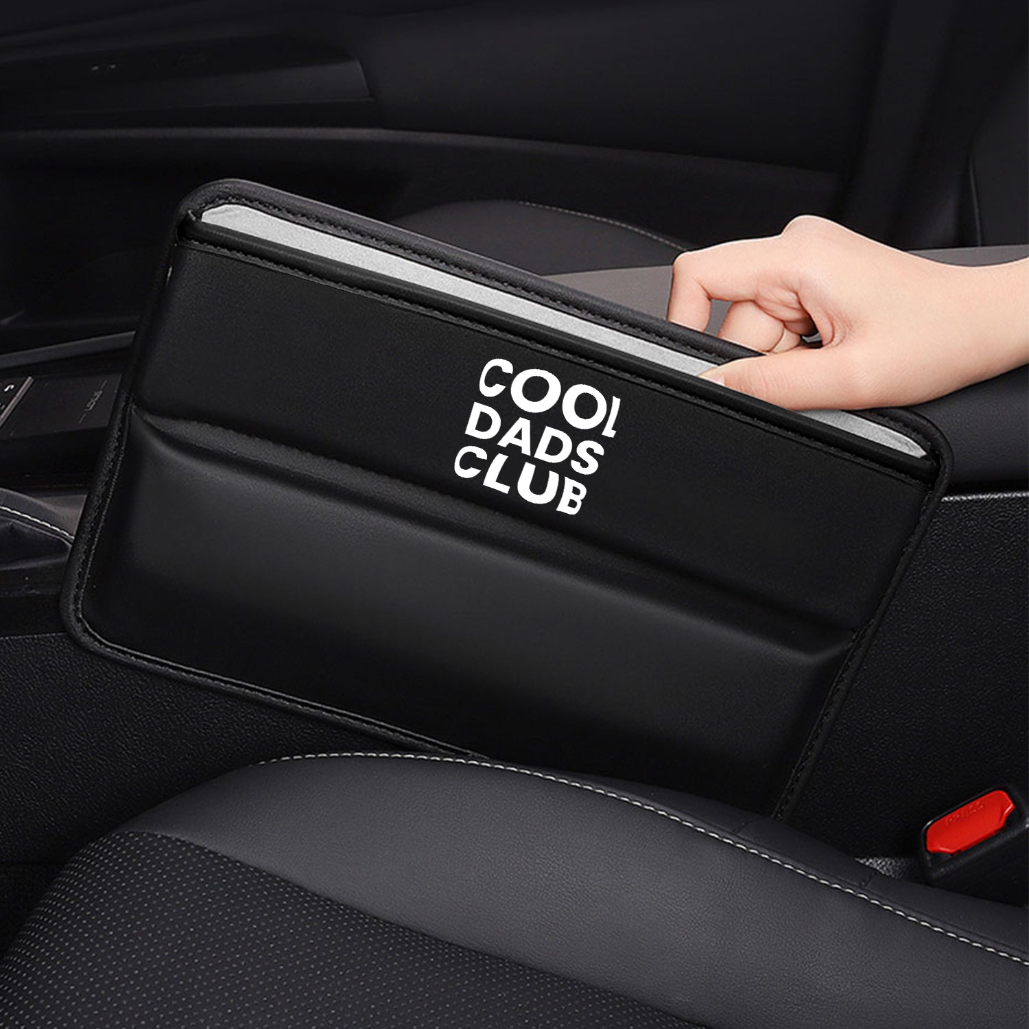 Cool Dads Club Car Seat Gap Filler Organizer, Custom FIt For Your Cars, Multifunctional PU Leather Console Side Pocket Organizer for Cellphones, Cards, Wallets, Keys, Father's Day Gift - Delicate Leather