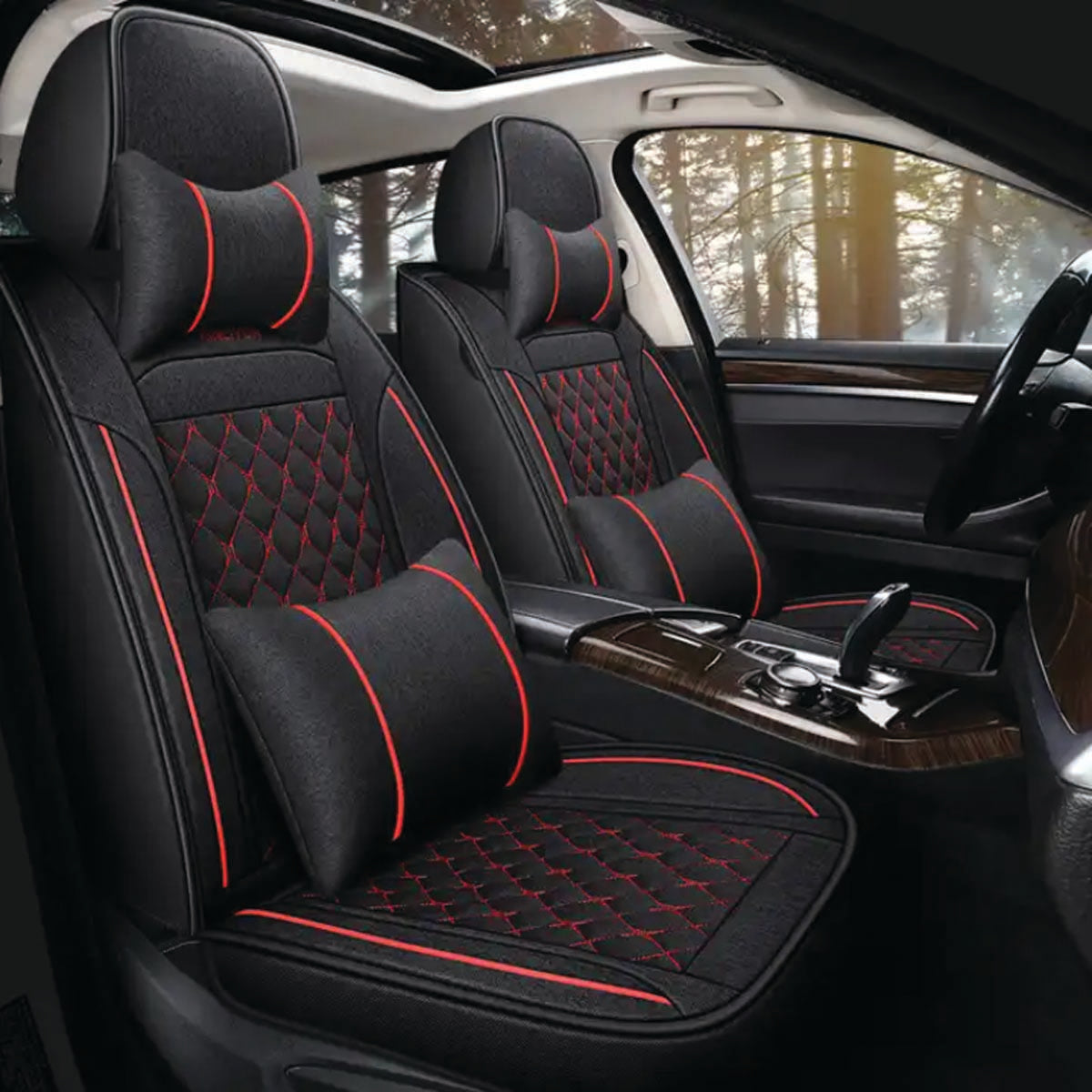 Delicate Leather Deluxe Universal Car Seat Cover Collection: Full Set of Premium Luxury Vehicle Seat Protectors - Delicate Leather