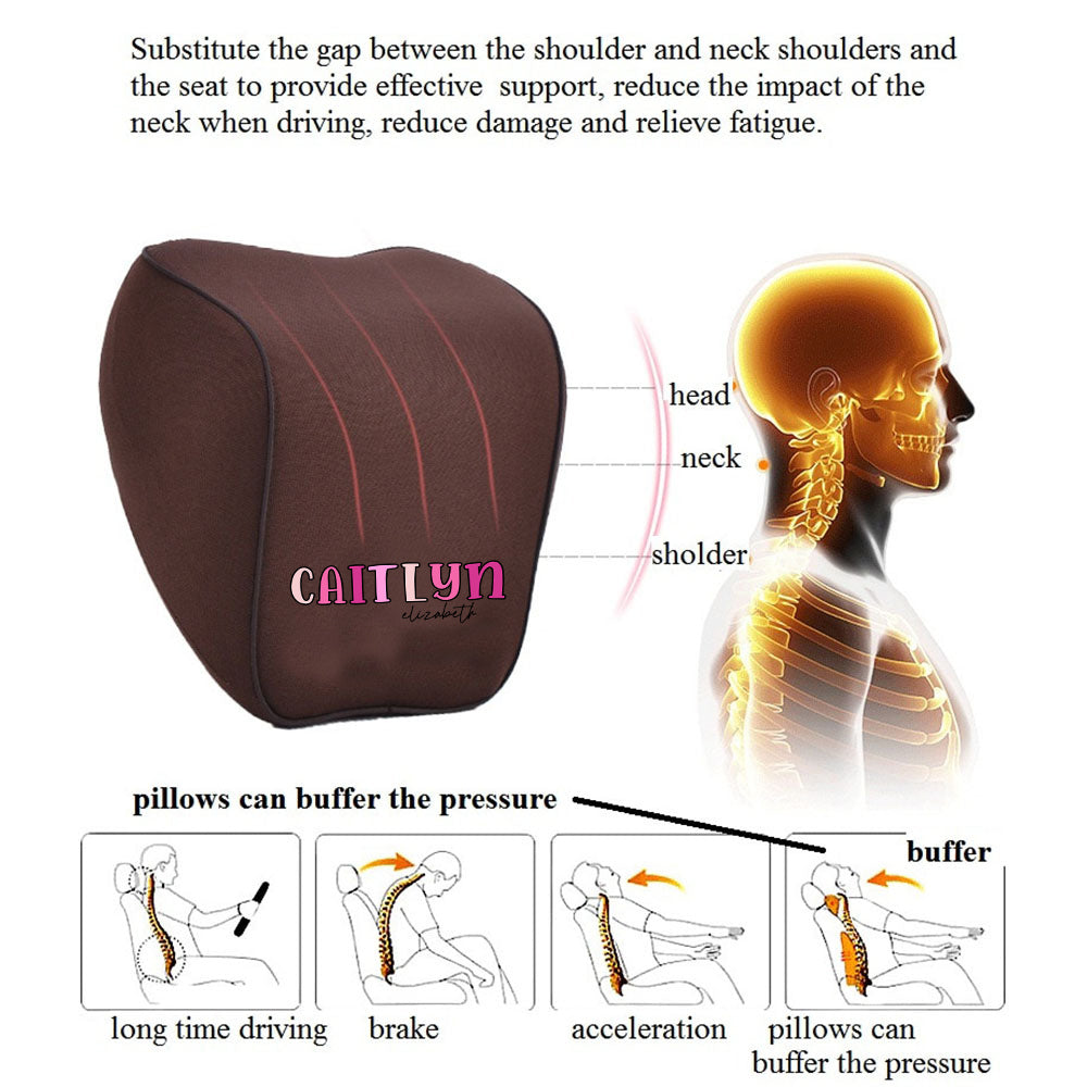 Custom Name Lumbar Support Cushion for Car and Headrest Neck Pillow Kit, Personalized Gift, Custom For Cars, Ergonomically Design for Car Seat, Car Accessories, Personalised Lumbar Support Cushion, Name Lumbar Support Cushion L4 - Delicate Leather