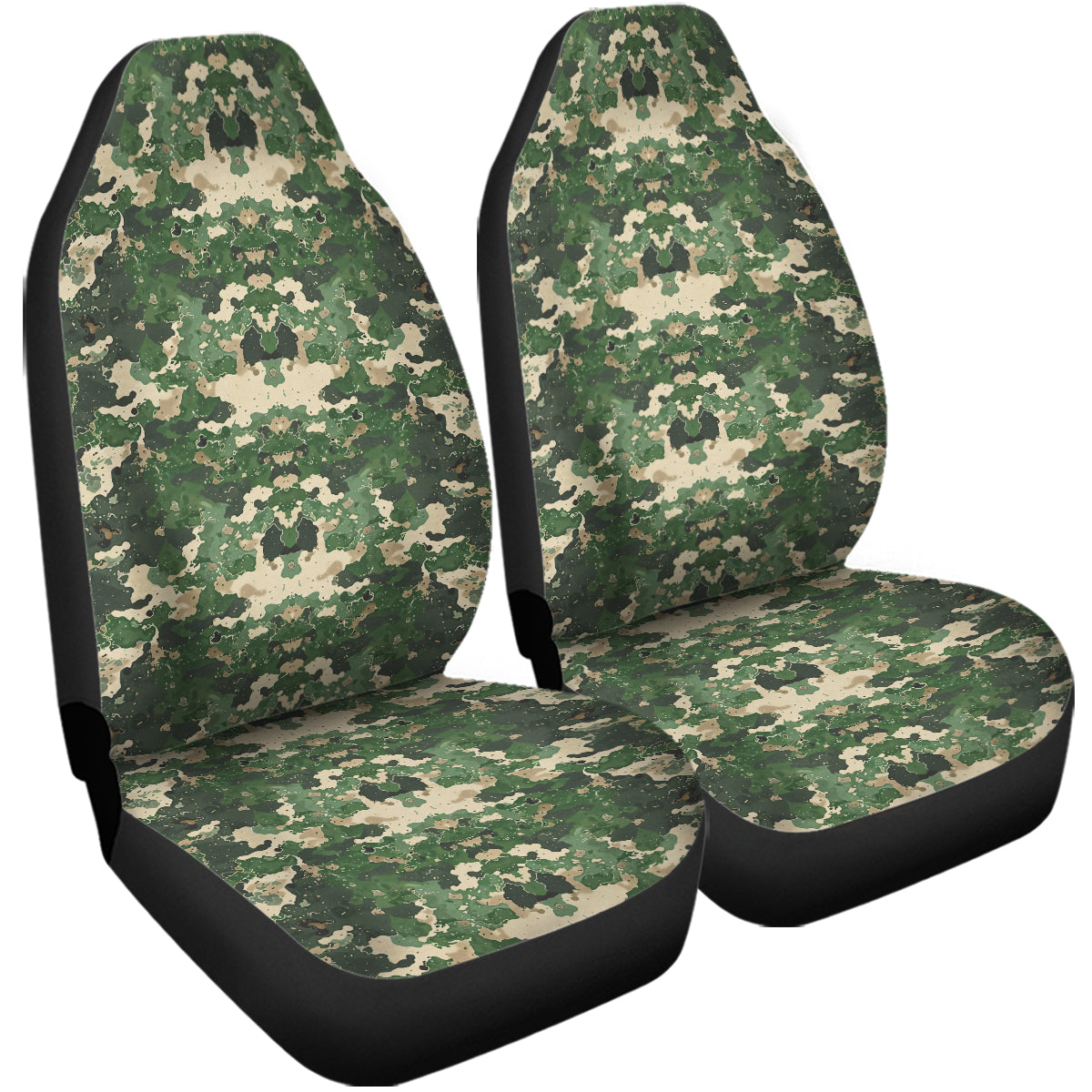 Camo Car Seat Covers Camouflage Set of 2 Seat Protectors Universal Fit For Car SUV Bucket Seats, Camo 0610 - Delicate Leather