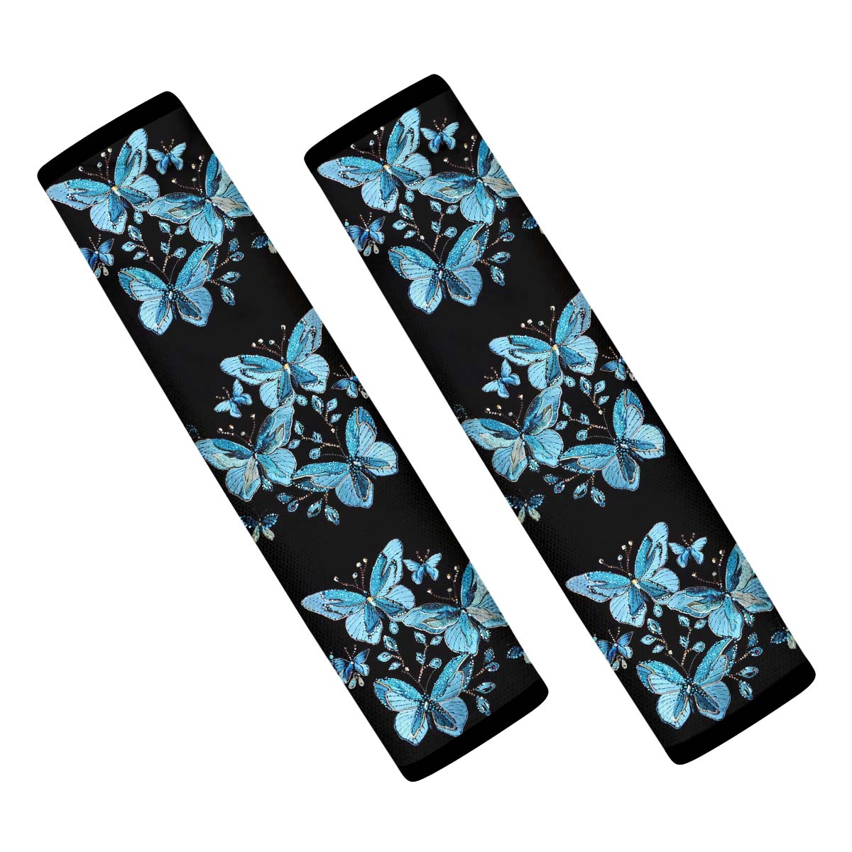 Faux Embroidery Seat Belt Covers (2PCS), Universal Fit Embroidered Blue Butterfly, Microfiber Leather Seat Belt Shoulder Pads for More Comfortable Driving, Butterfly 04 - Delicate Leather