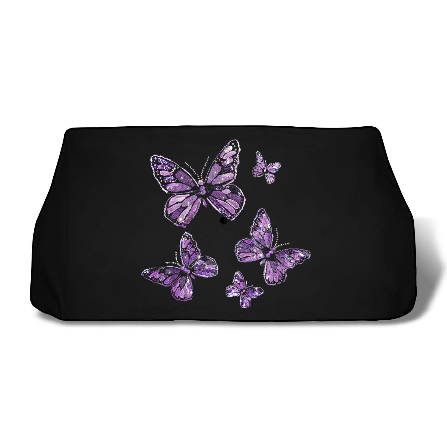 Faux Embroidery Car Windshield Sunshade, Universal Fit Embroidered Purple Butterfly, Fit with all car, UV Rays and Heat Sun Visor Protector Foldable Sun Shade Umbrella, Butterfly 01 - Delicate Leather