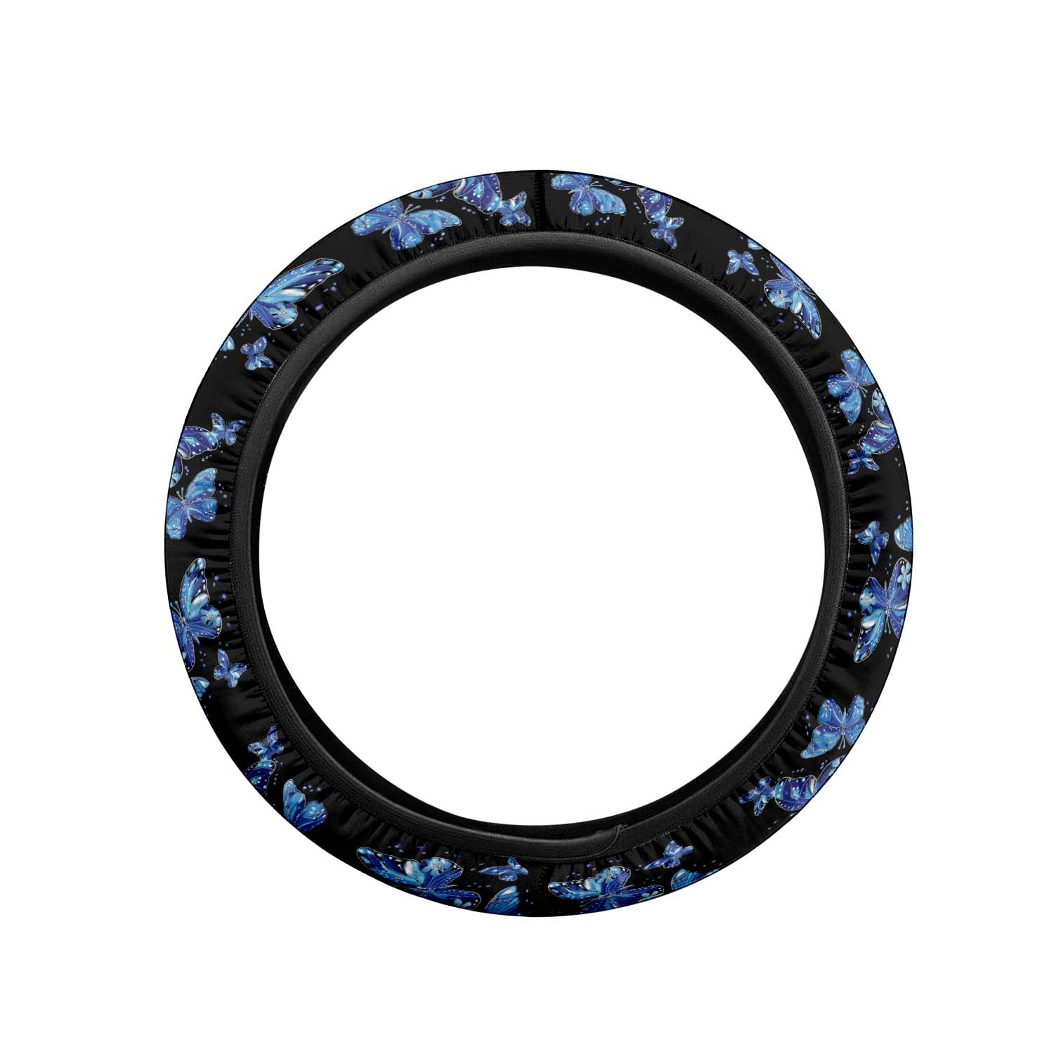 Faux Embroidery Car Steering Wheel Cover Update Version, Universal Fit Embroidered Blue Butterfly, Premium Leather Car Steering Wheel Cover , Car Accessories, Butterfly 03 - Delicate Leather