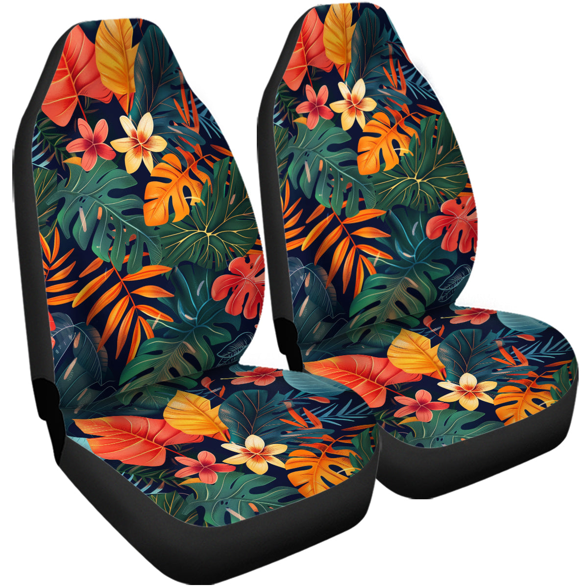 Tropical Leaf Car Seat Cover, Stretchy Car Seat Protector Cover for Women Men, Comfortable 2 Piece Car Seat Covers Universal Fit for Most Vehicle Cars, Purple and Green , Tropical 3 - Delicate Leather