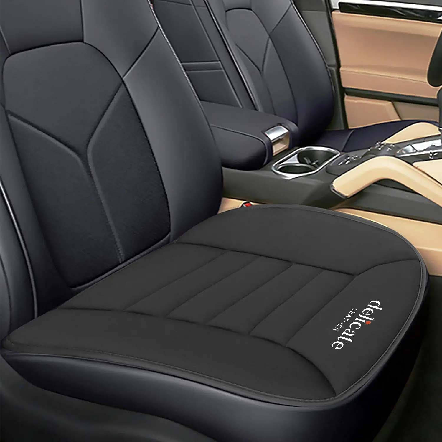 Car Seat Cushion with 1.2inch Comfort Memory Foam, Custom Logo For Your Cars, Seat Cushion for Car and Office Chair MC19989 - Delicate Leather