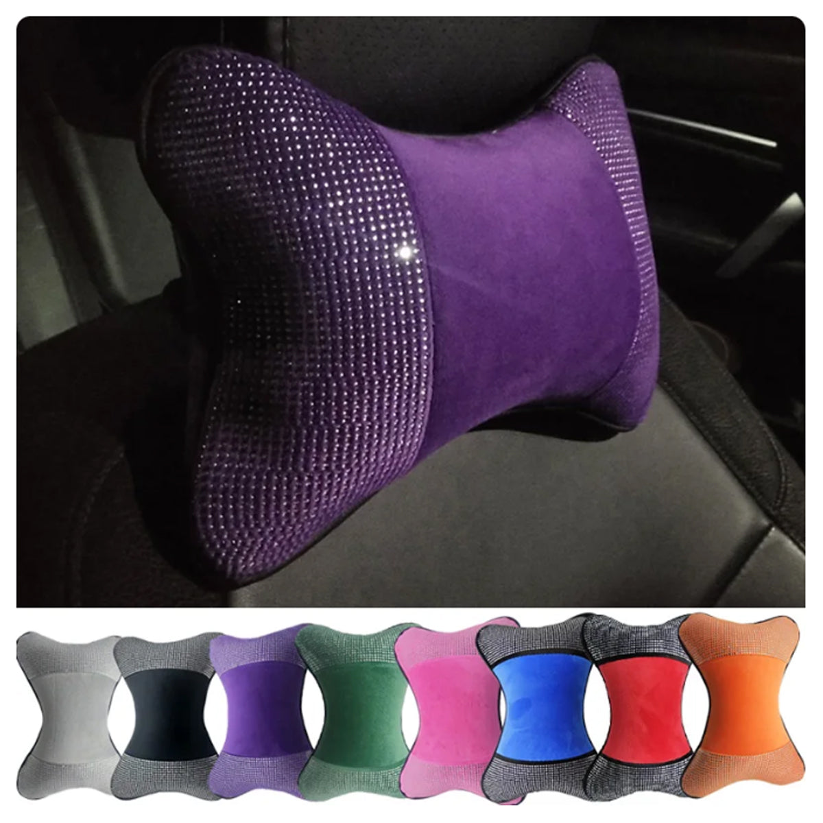 Universal Car Neck Pillow for Comfortable Support - Compatible with Most Auto Accessories and Filled with Fiber Material - Delicate Leather
