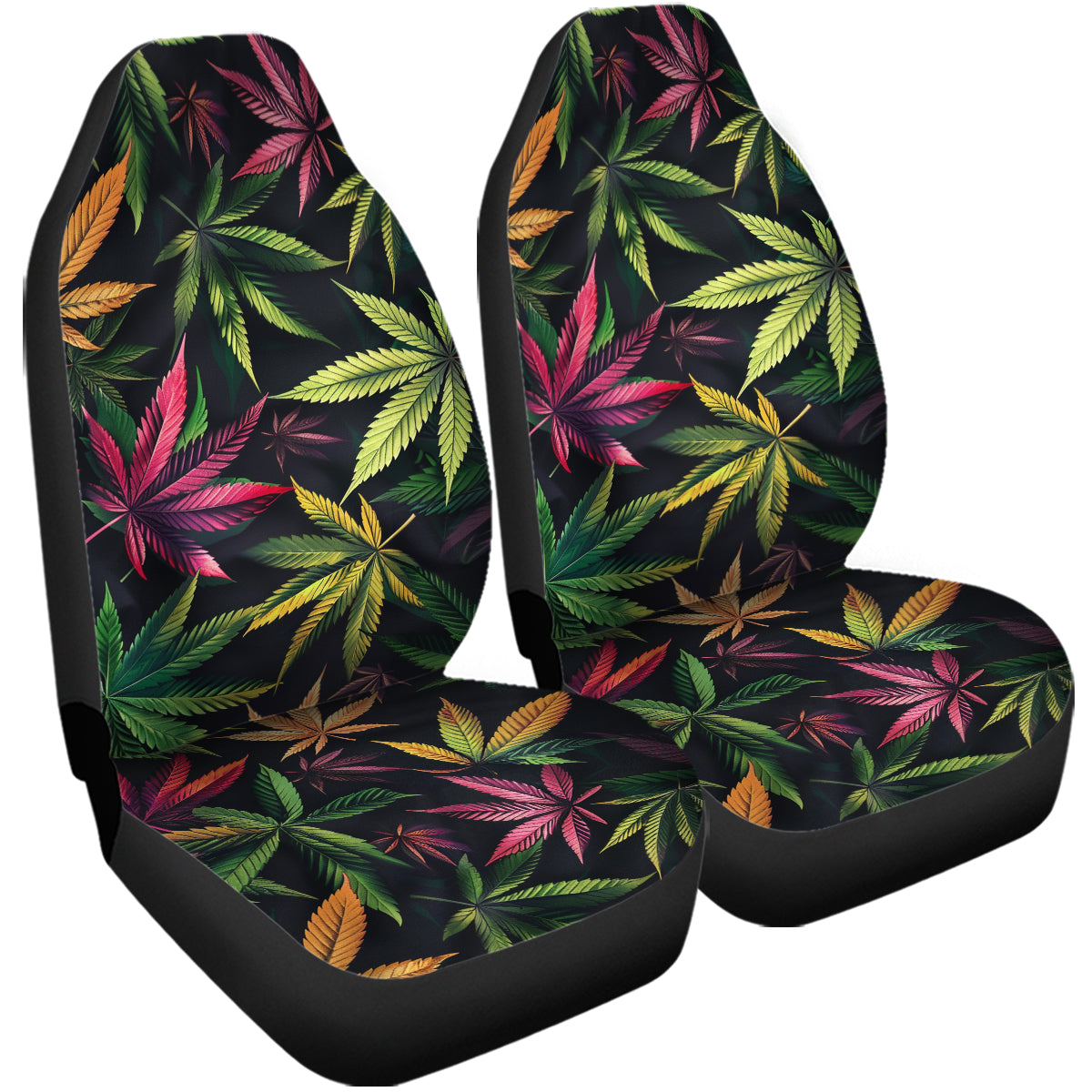 Tropical Leaf Car Seat Cover, Stretchy Car Seat Protector Cover for Women Men, Comfortable 2 Piece Car Seat Covers Universal Fit for Most Vehicle Cars, Purple and Green , Tropical 2 - Delicate Leather
