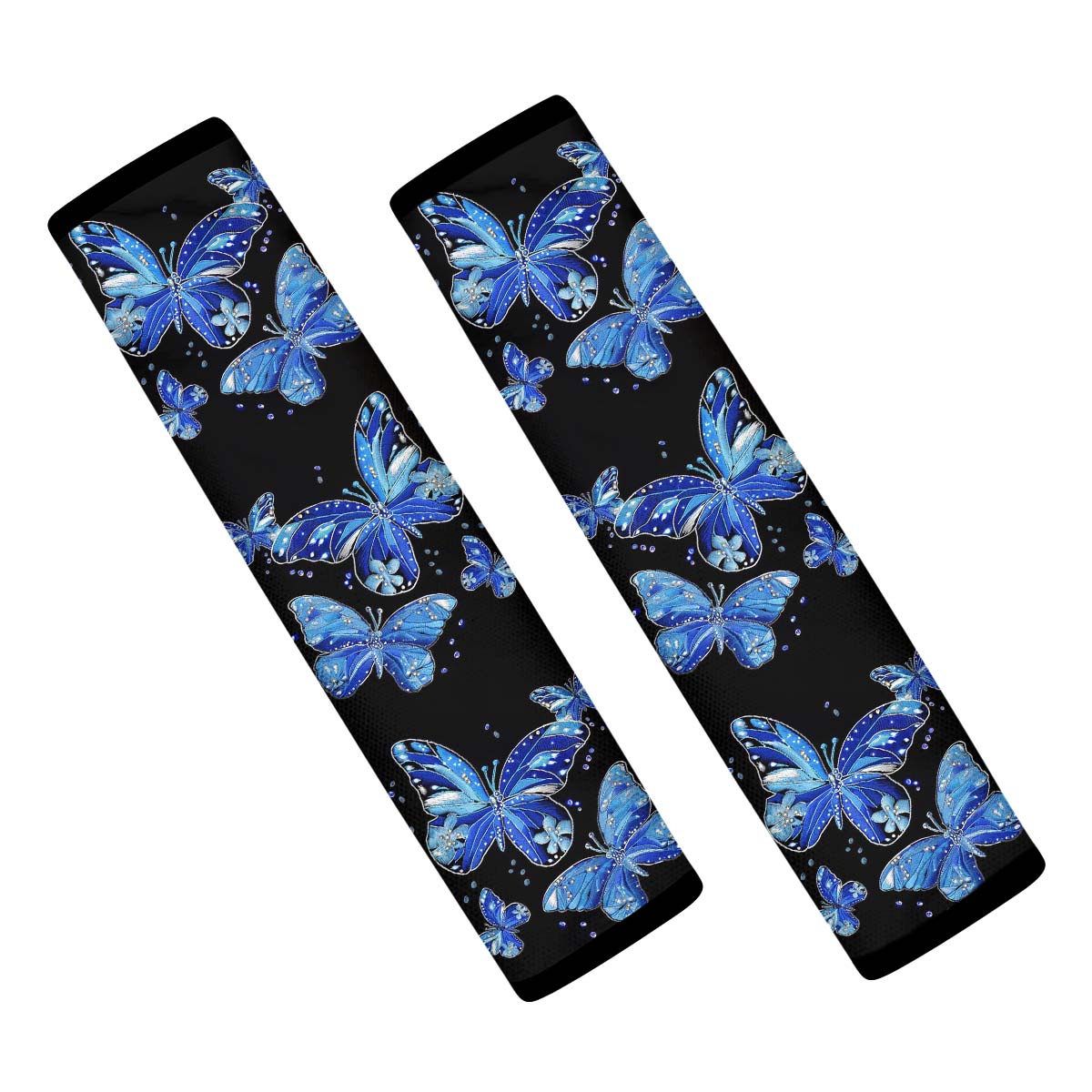 Faux Embroidery Seat Belt Covers (2PCS), Universal Fit Embroidered Blue Butterfly, Microfiber Leather Seat Belt Shoulder Pads for More Comfortable Driving, Butterfly 03 - Delicate Leather