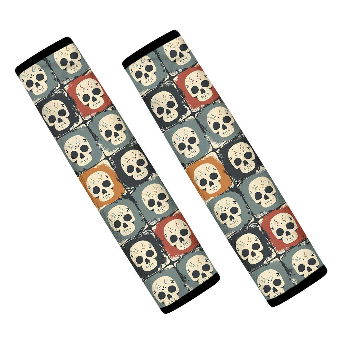 Happy Halloween Seat Belt Covers (2PCS) , Cute Skull Microfiber Leather Seat Belt Shoulder Pads for More Comfortable Driving, Halloween 07 - Delicate Leather