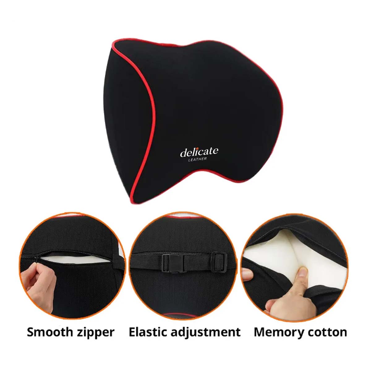 Delicate Leather Neck Pillow, Fit with all car, Car Seat Headrest Neck Rest Cushion for Driving Seat Auto Head Rest Neck Support