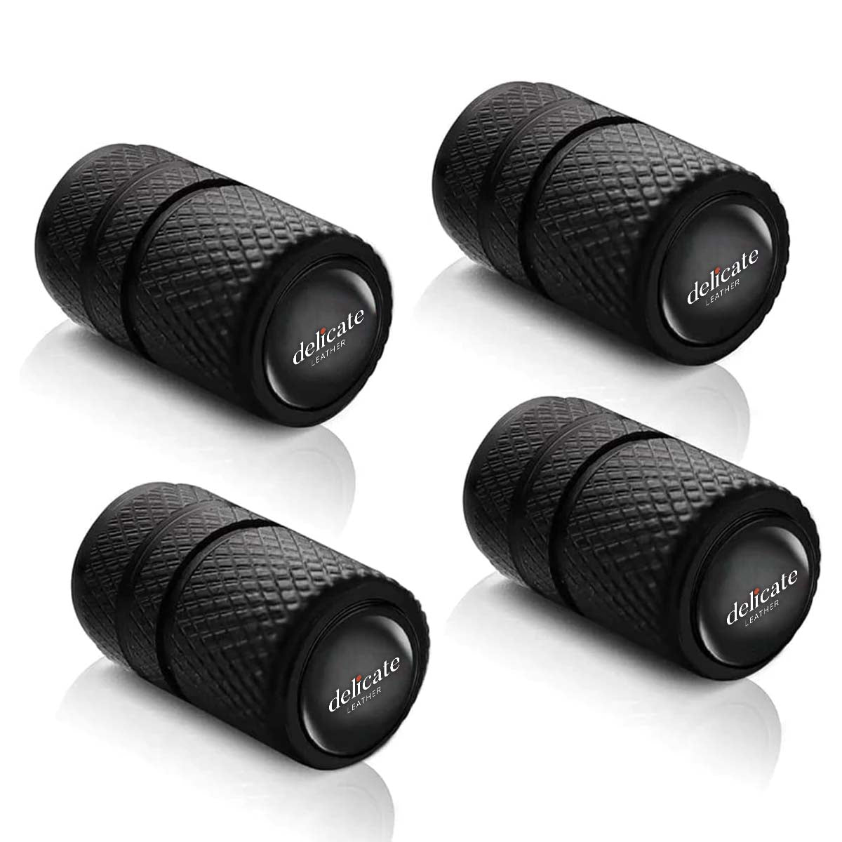 Compatible with 4 Pieces Car Valve Stem Caps- Auto Wheel Tire Valve Stem Cover Compatible with SUV Silver Metal Styling Decoration Accessories - Delicate Leather