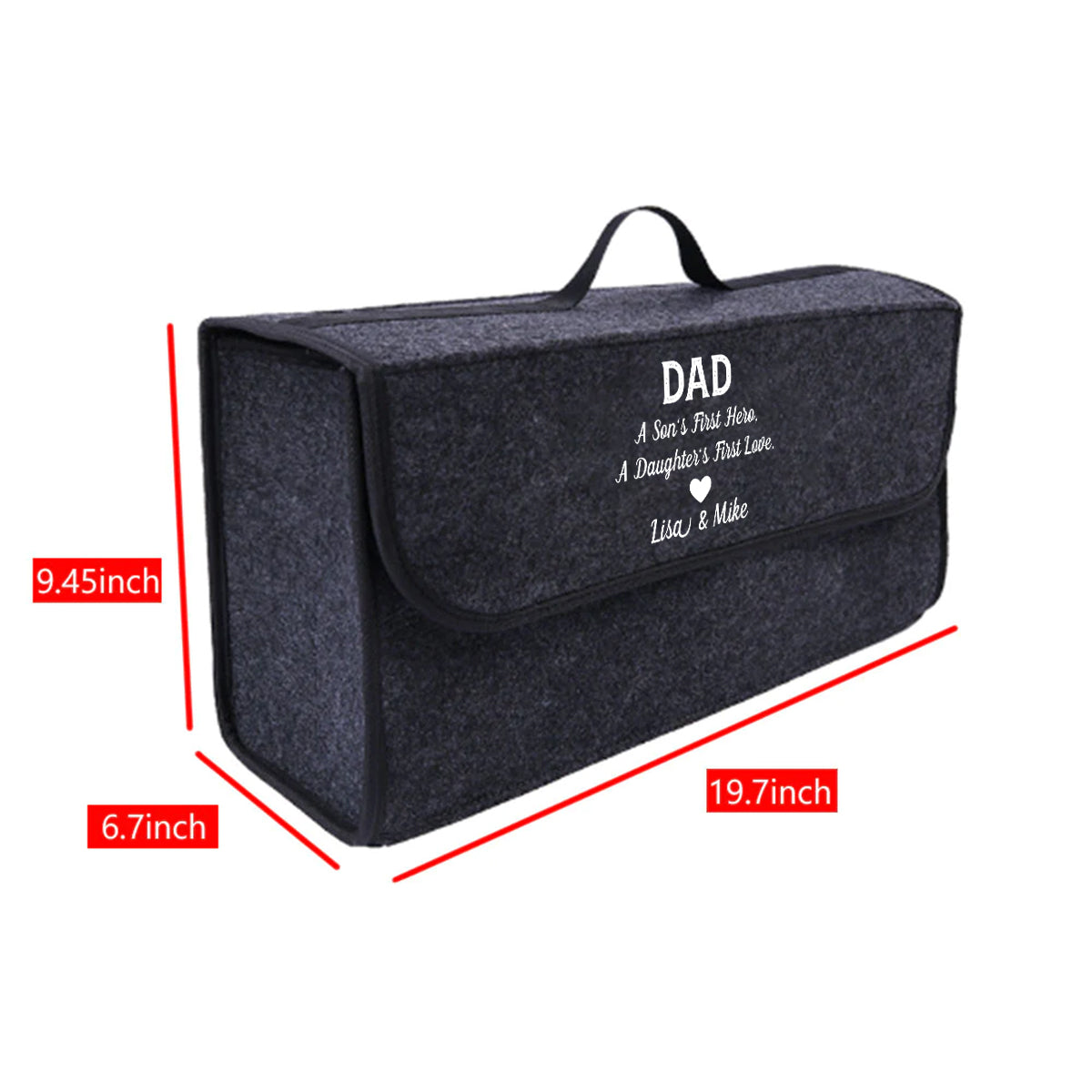 Personalized Soft Felt Car Bag Organizer, Happy Father's Day Folding Car Storage Box Non Slip Fireproof Car Trunk Organizer, Custom For Your Cars, Car Accessories, Gift for Daddy - Delicate Leather