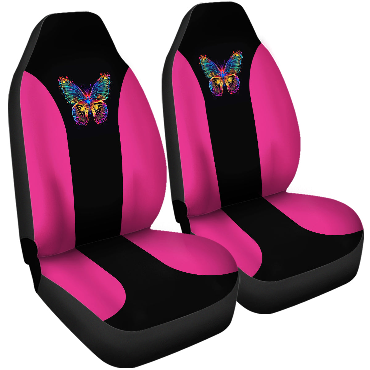 Outlet Blue 3D Air Mesh Front Seat Covers,Reflective Colorful Butterfly Bucket Seat Covers with Airbag Compatible,High Back Seat Covers Universal Fit for Cars,Truck, SUV - Delicate Leather