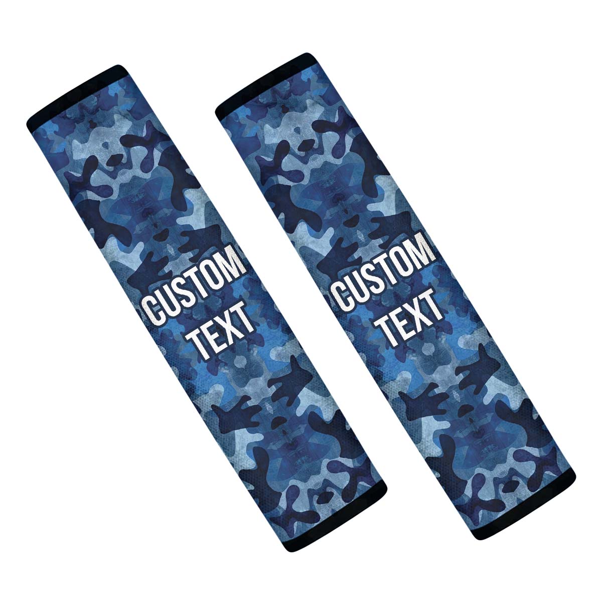 Personalized Custom Camo Seat Belt Covers (2PCS) Drak Blue And Blue Camouflage, Microfiber Leather Seat Belt Shoulder Pads for More Comfortable Driving, Camo 02 - Delicate Leather