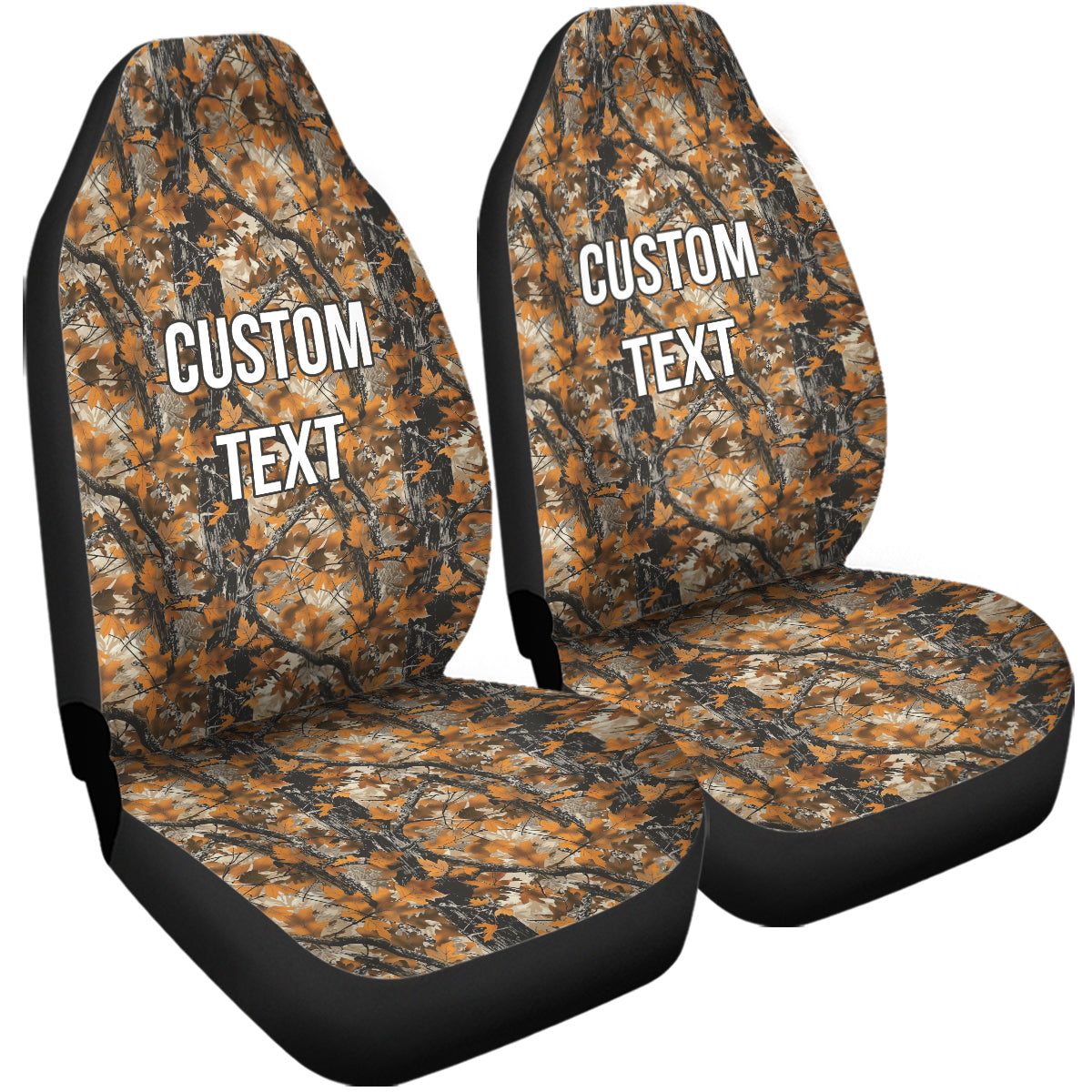 Personalized Custom Camo Car Seat Covers Hunter Camo Camouflage Set of 2 Seat Protectors Universal Fit For Car SUV Bucket Seats, Camo 13 - Delicate Leather