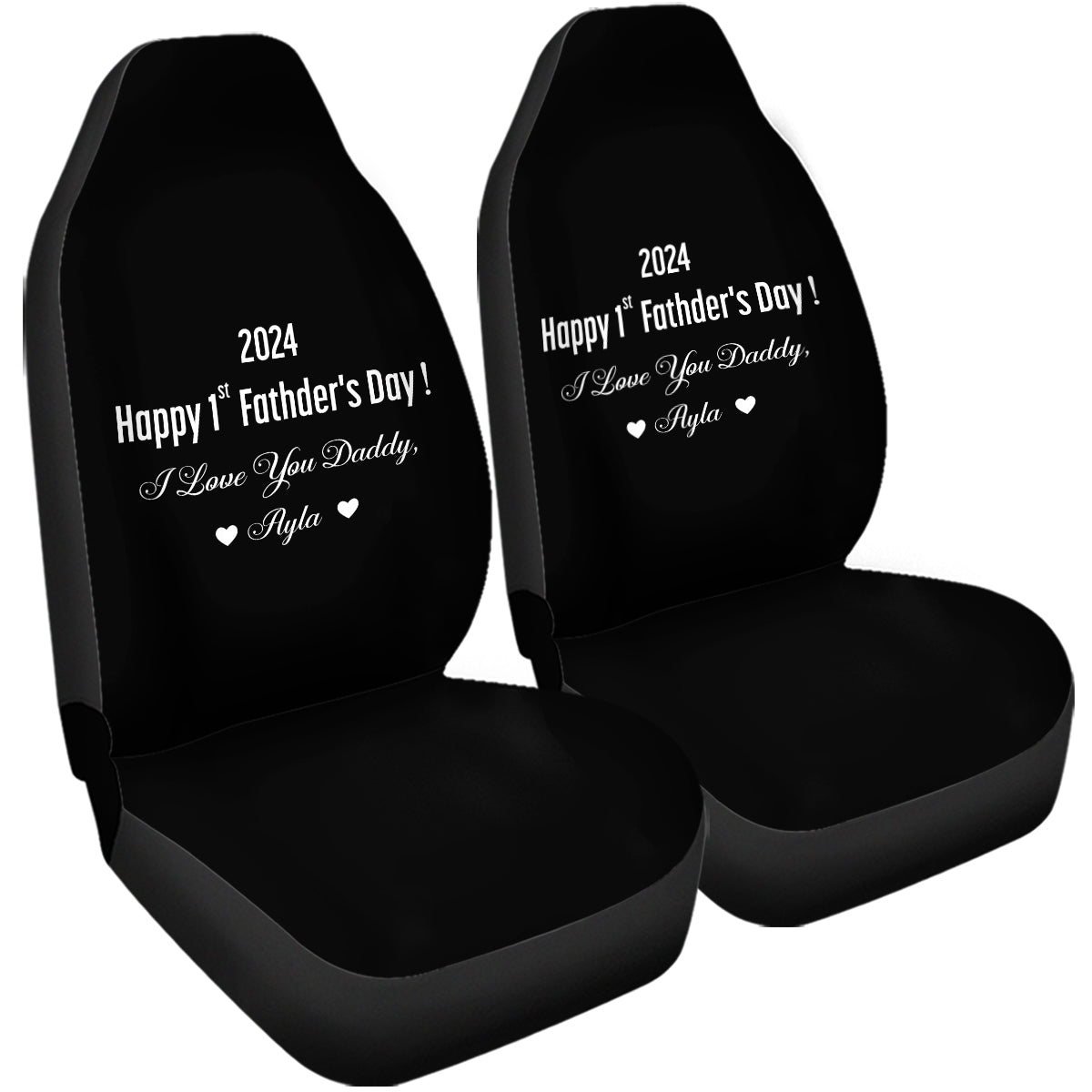 Personalized Car Seat Covers, Custom For Your Cars, I Love You Daddy, Happy Father's Day, Car Bucket Seat Protection Airbag Compatible 2 PCS, Car Accessories, Gift for Daddy - Delicate Leather