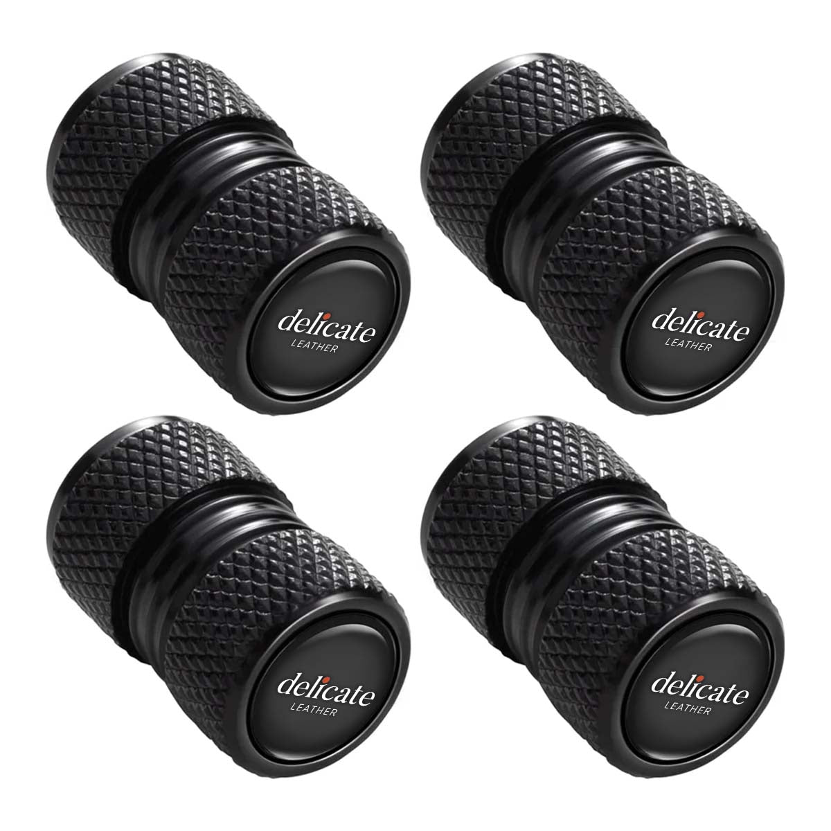 Metal Auto Tire Valve Stem Compatible with Trim Accessories 4pcs Black - Delicate Leather