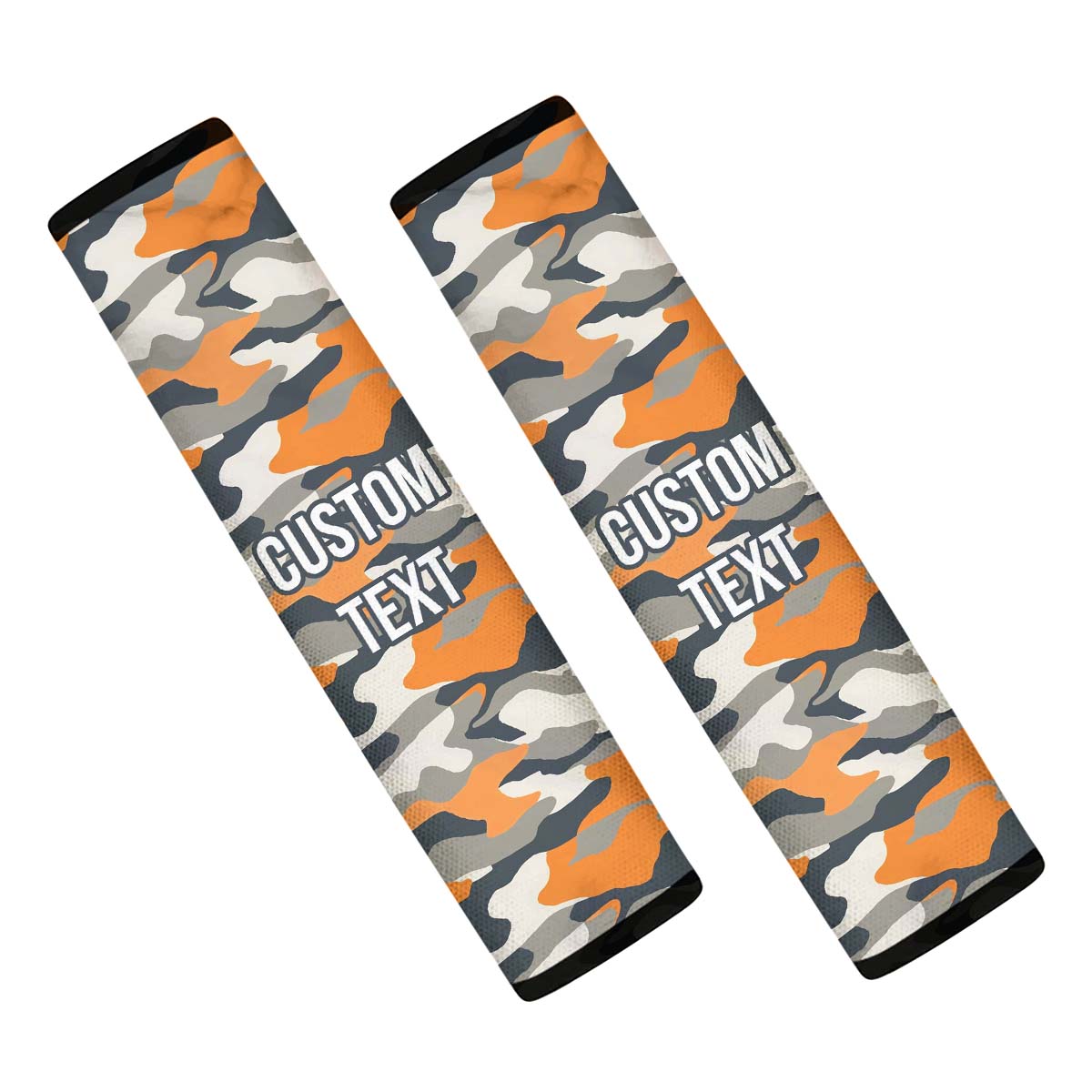 Personalized Custom Camo Seat Belt Covers (2PCS) Orange and Gray Camouflage, Microfiber Leather Seat Belt Shoulder Pads for More Comfortable Driving, Camo 01 - Delicate Leather