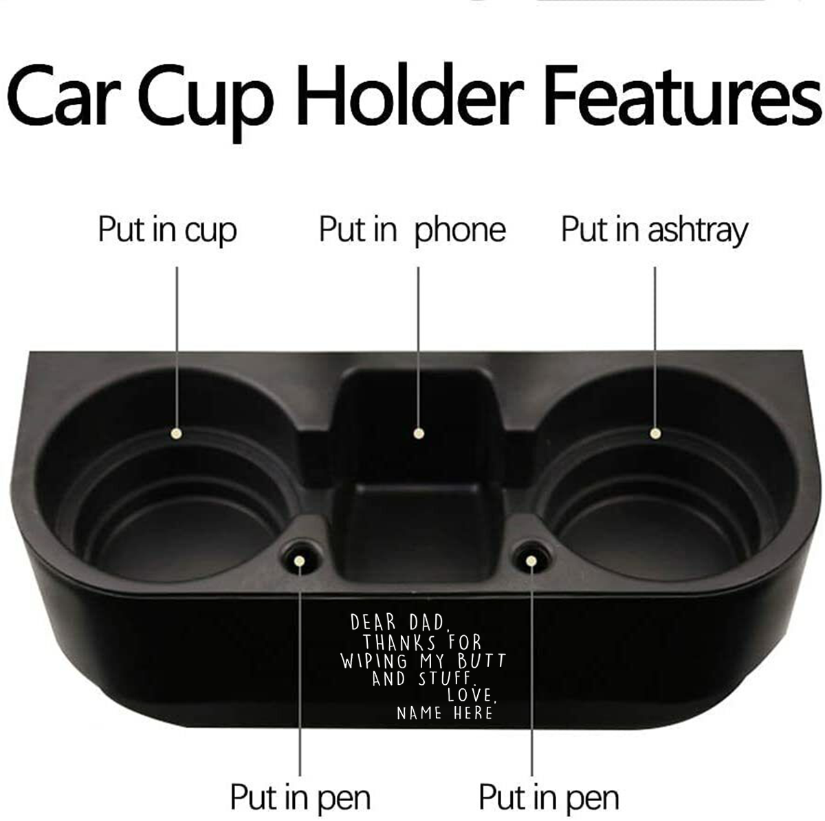 Personalized Cup Holder Portable Multifunction Vehicle Seat Cup Cell Phone Drinks Holder Box Car Interior Organizer, Happy Father's Day, Custom For Your Cars, Car Accessories, Gift for Daddy - Delicate Leather