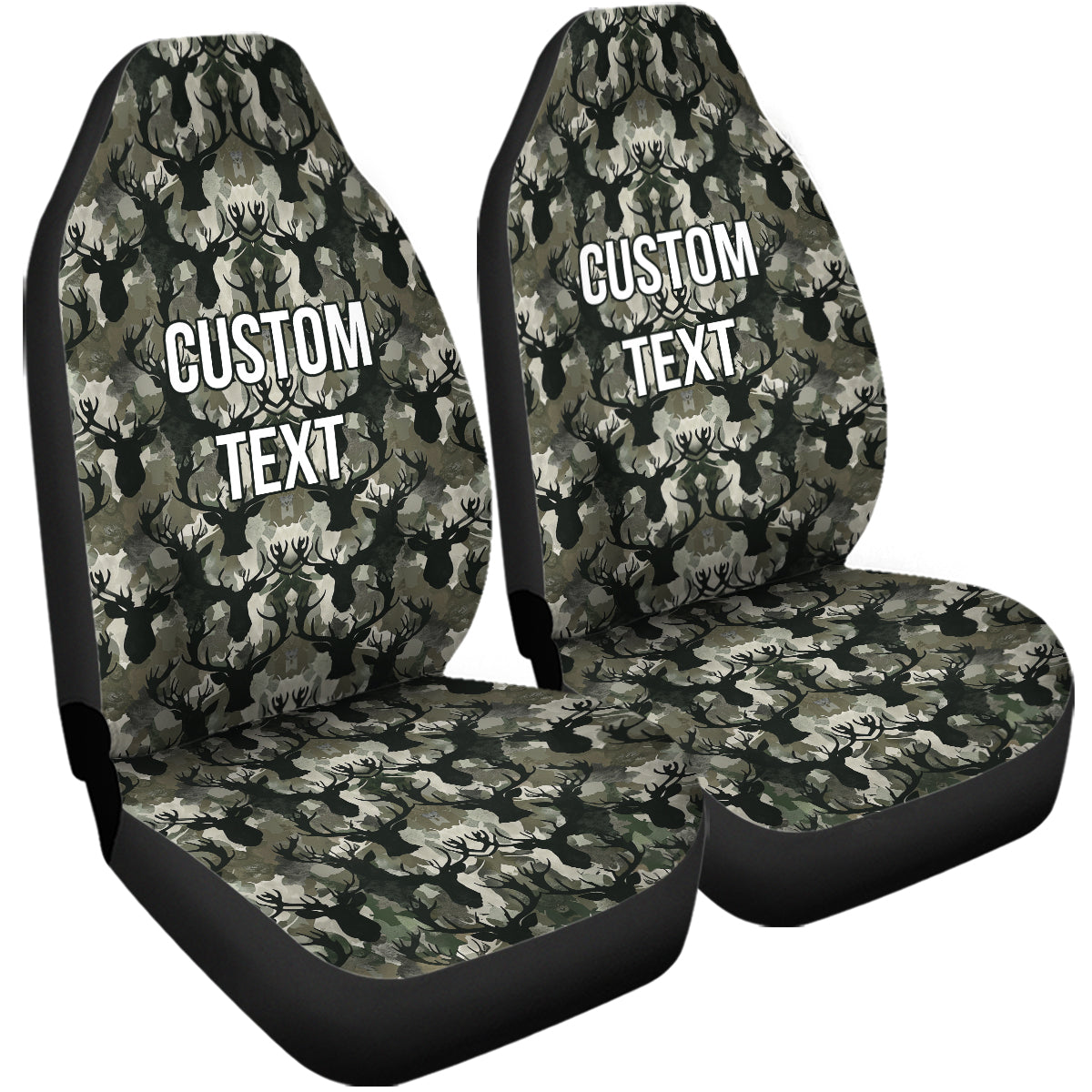Personalized Custom Camo Car Seat Covers The Deer Camouflage Set of 2 Seat Protectors Universal Fit For Car SUV Bucket Seats, Camo 12 - Delicate Leather