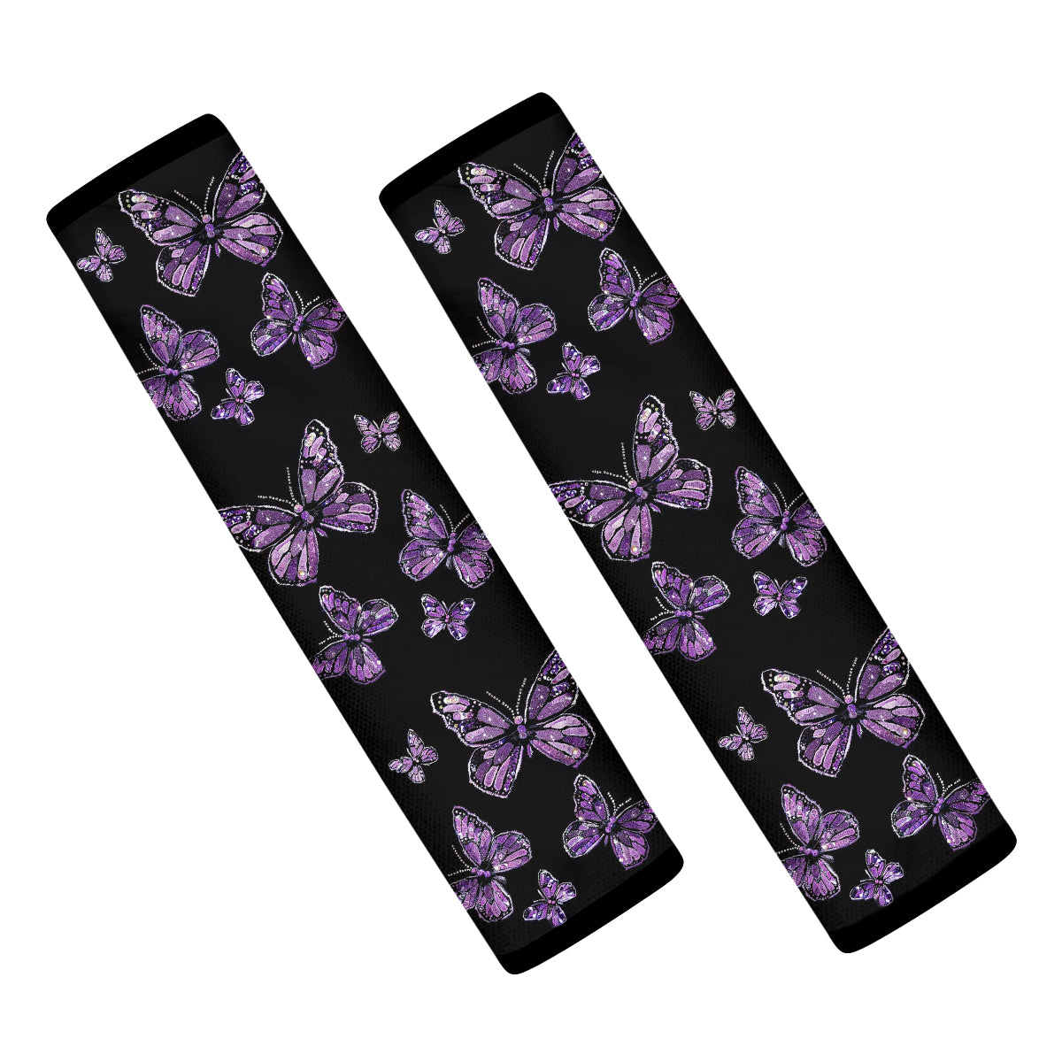 Faux Embroidery Seat Belt Covers (2PCS), Universal Fit Embroidered Purple Butterfly, Microfiber Leather Seat Belt Shoulder Pads for More Comfortable Driving, BUTTERFLY 01 - Delicate Leather