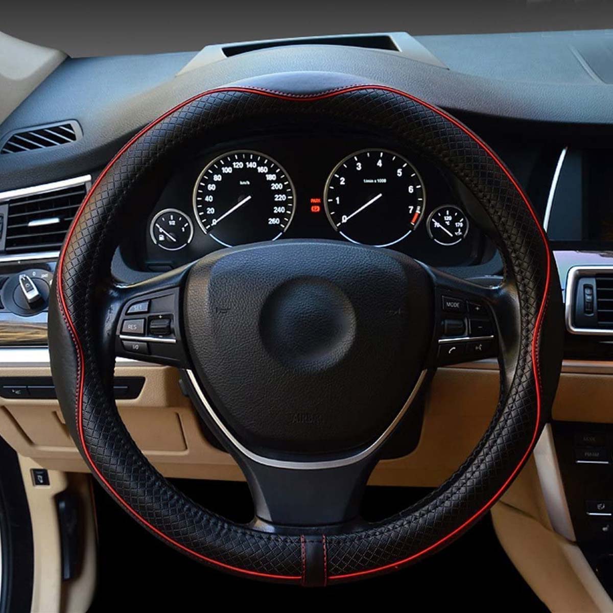 Car Steering Wheel Cover, Custom For Your Cars, Anti-Slip, Safety, Soft, Breathable, Heavy Duty, Thick, Full Surround, Sports Style, Car Accessories FJ18990