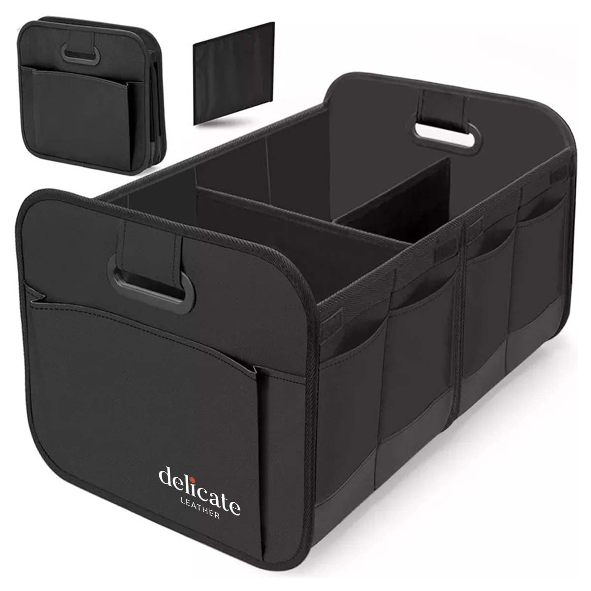 Trunk Organizer, Car Storage, Custom For Cars, Reinforced Handles, Collapsible Multi, Compartment Car Organizers, Foldable and Waterproof, 600D Oxford Polyester NS12995 - Delicate Leather