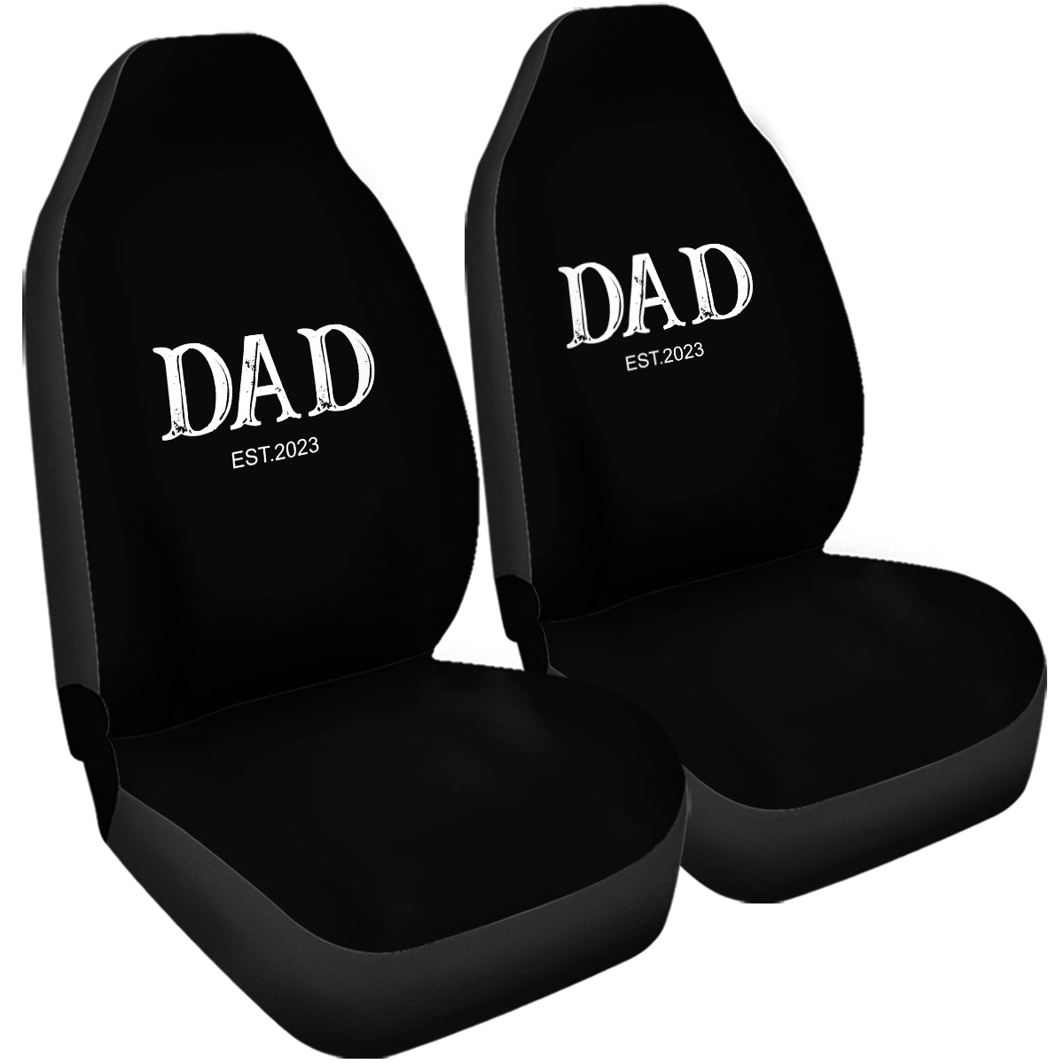 Personalized Car Seat Covers, Custom For Your Cars, Daddy Est Year, Happy Father's Day, Car Bucket Seat Protection Airbag Compatible 2 PCS, Car Accessories, Gift for Daddy 03 - Delicate Leather