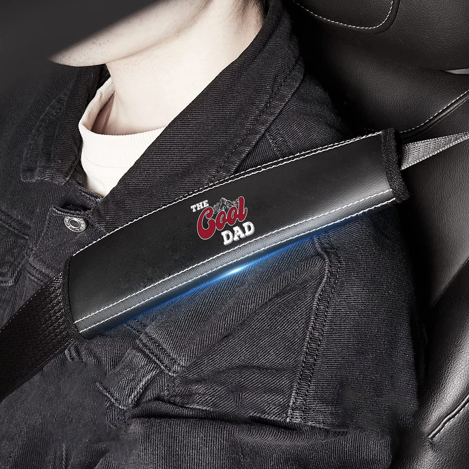 The Cool Dad Car Seat Belt Covers (2PCS), Custom For Your Cars, Microfiber Leather Seat Belt Shoulder Pads for More Comfortable Driving, Father's Day Gift, Car Accessories - Delicate Leather