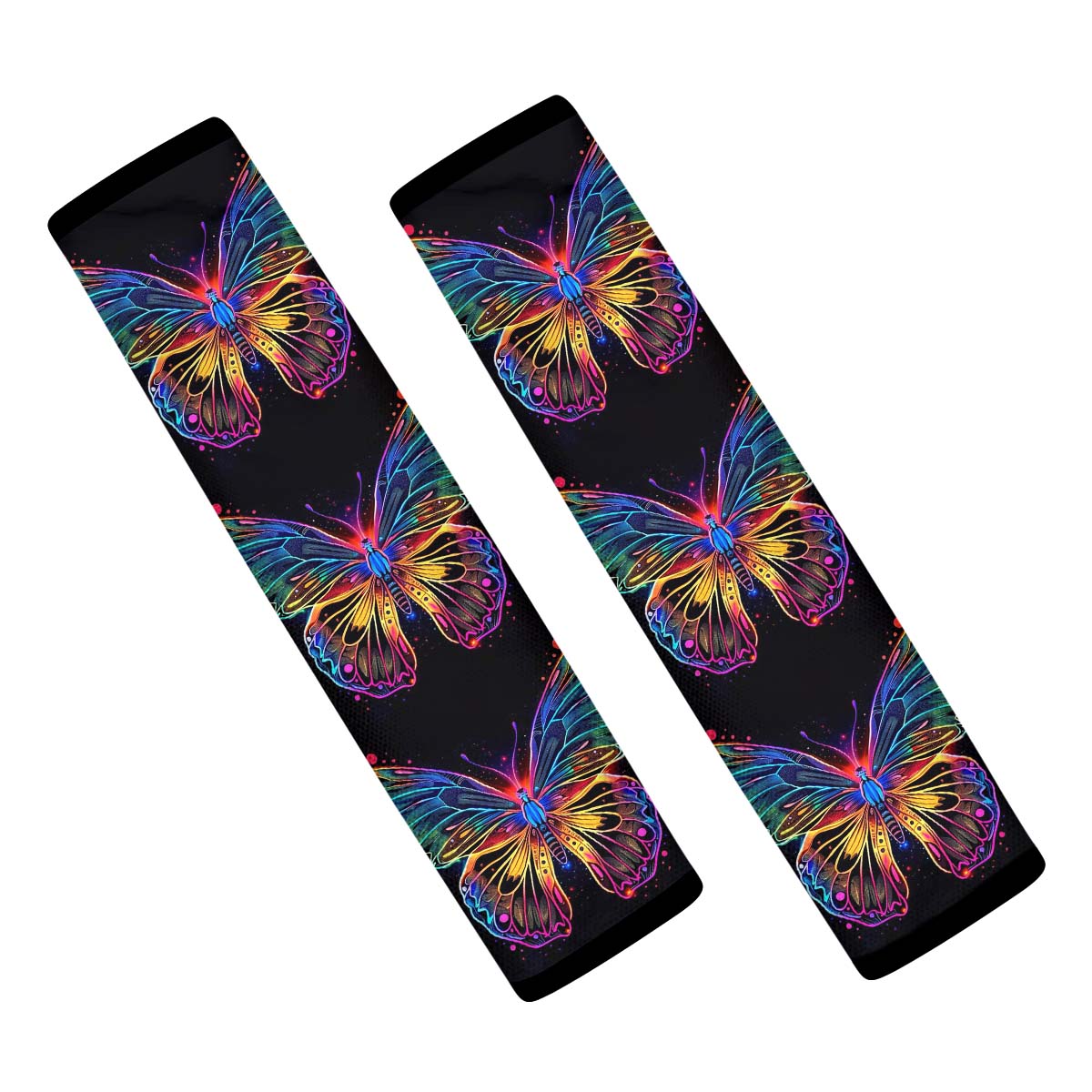 Faux Embroidery Seat Belt Covers (2PCS), Universal Fit Embroidered Butterfly, Microfiber Leather Seat Belt Shoulder Pads for More Comfortable Driving, Butterfly 06 - Delicate Leather