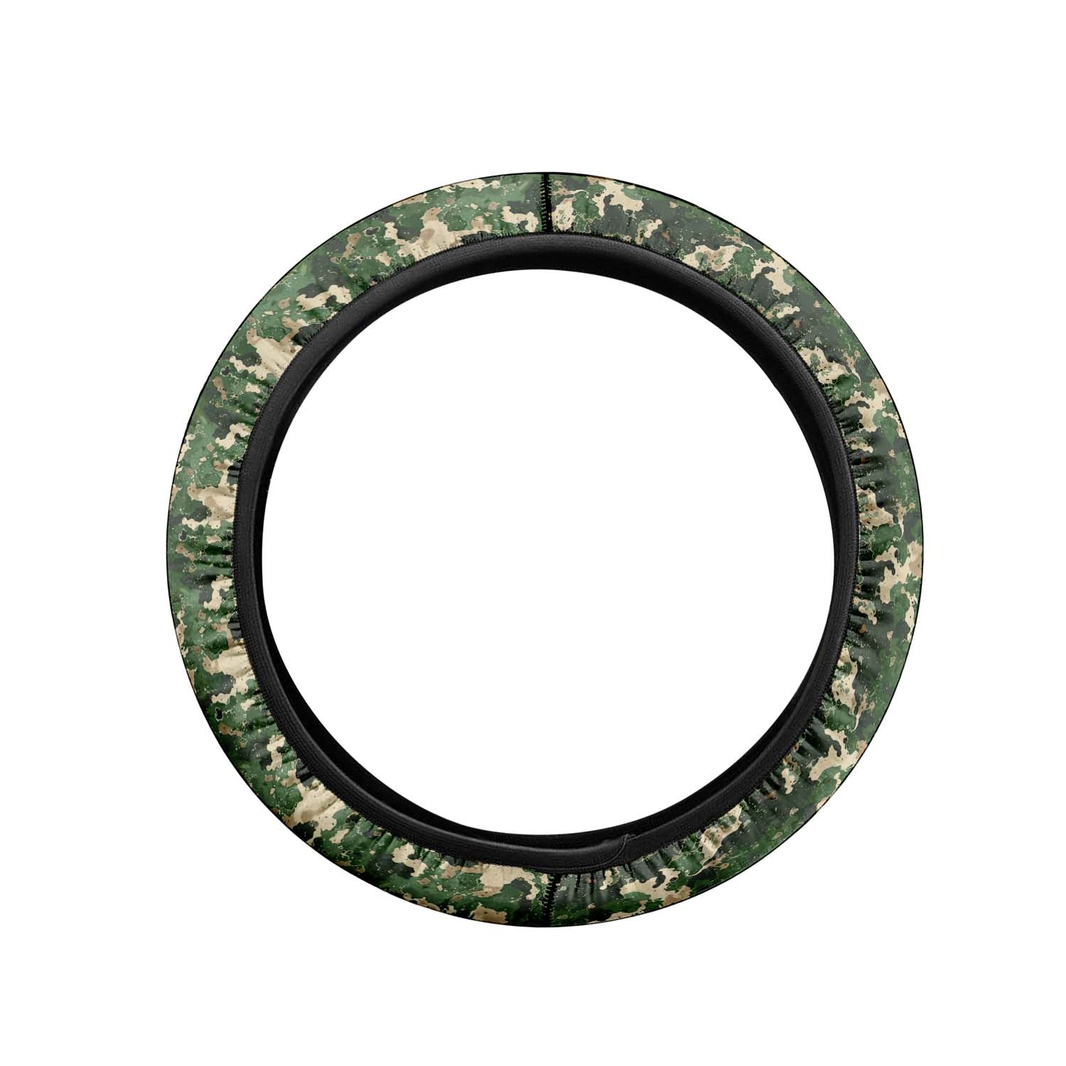 Car Steering Wheel Cover Update Version, Green Camo Camouflage Custom-Fit for Car, Premium Leather Car Steering Wheel Cover , Car Accessories, Camo 10 - Delicate Leather