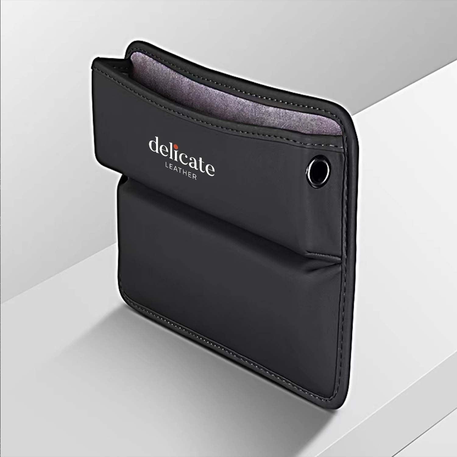 Car Seat Gap Filler Organizer, Custom Logo For Your Cars, Multifunctional PU Leather Console Side Pocket Organizer for Cellphones, Cards, Wallets, Keys - Delicate Leather
