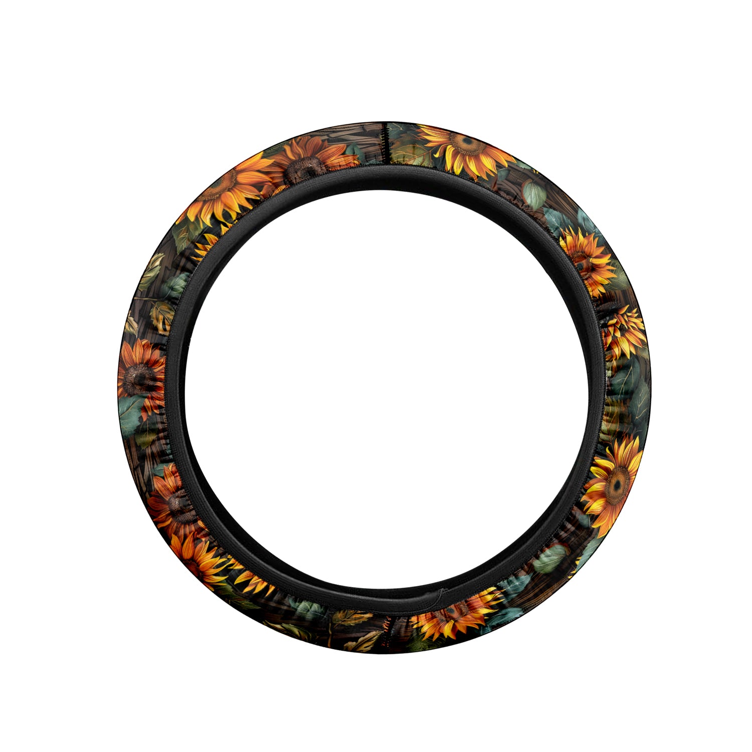 Tropical Rainforest, Forest Botanical, Sunflower Car Steering Wheel Cover Update Version, Forest Botanical Custom-Fit for Car, Premium Leather Car Steering Wheel Cover , Car Accessories, Tropical 02