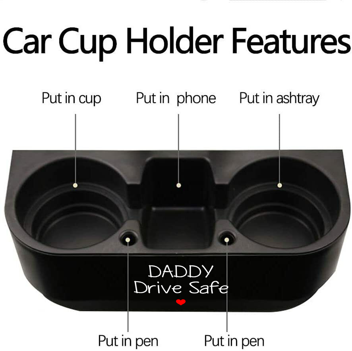 Cup Holder Portable Multifunction Vehicle Seat Cup Cell Phone Drinks Holder Box Car Interior Organizer, Daddy Drive Safe, Custom For Your Cars, Car Accessories, Gift for Daddy - Delicate Leather