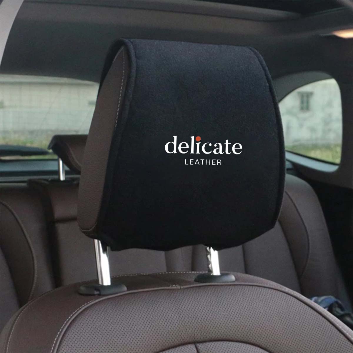 Car Seat Headrest Cover Breathable Flexible Headrest Covers Velcro Auto Headrest Covers Universal Fit, Custom For Your Cars, Car Accessories JG13998 - Delicate Leather