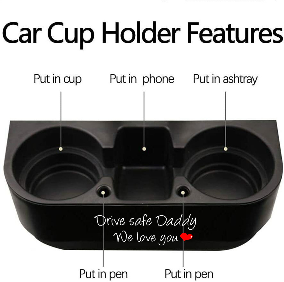 Cup Holder Portable Multifunction Vehicle Seat Cup Cell Phone Drinks Holder Box Car Interior Organizer, Drive Safe Daddy, Custom For Your Cars, Car Accessories, Gift for Daddy - Delicate Leather