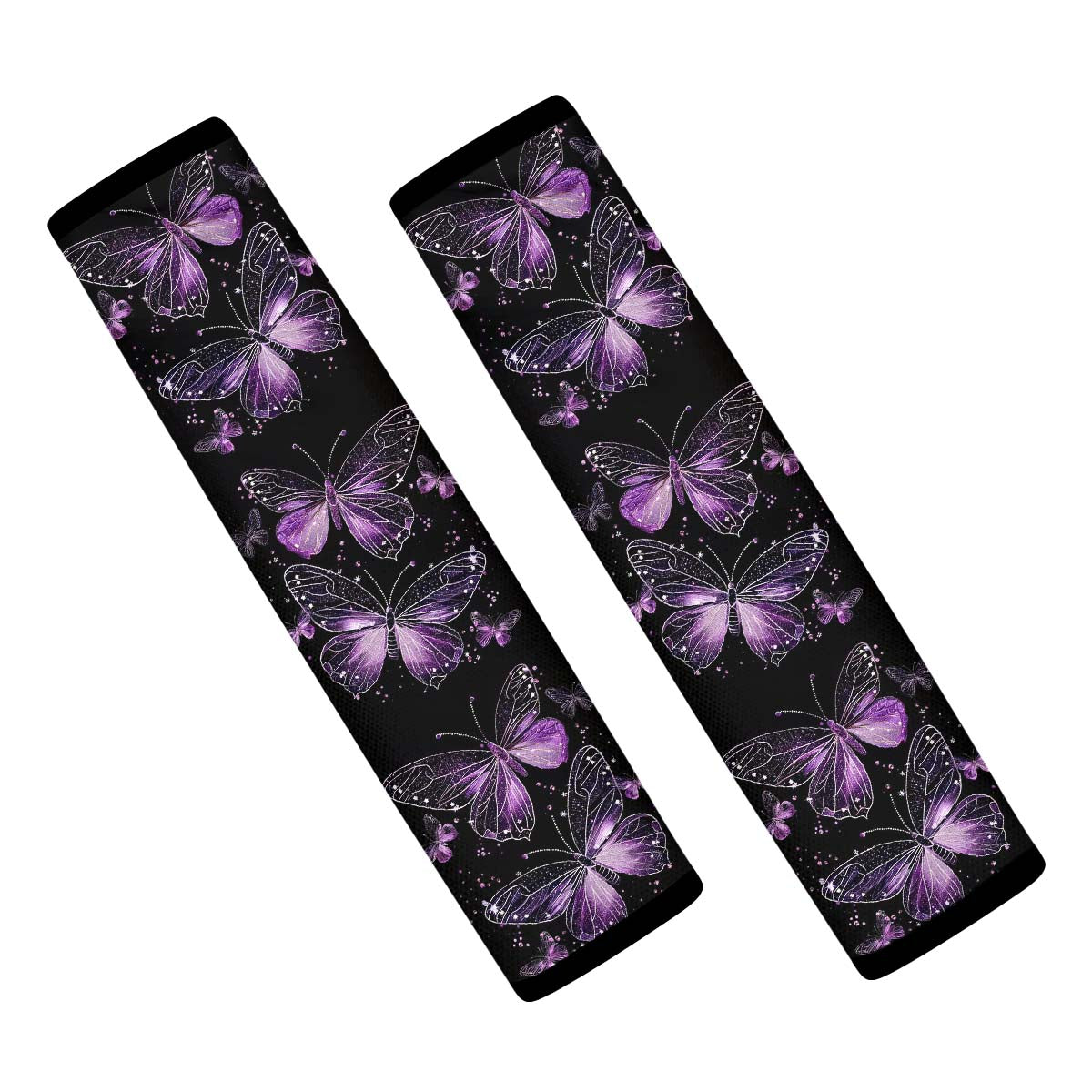 Faux Embroidery Seat Belt Covers (2PCS), Universal Fit Embroidered Purple Butterfly, Microfiber Leather Seat Belt Shoulder Pads for More Comfortable Driving, Butterfly 05 - Delicate Leather