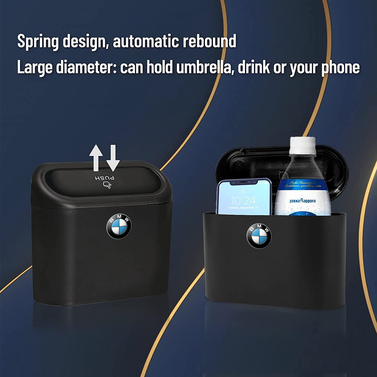 Car Trash Can, Custom For Cars, Mini Car Accessories with Lid and Trash Bag, Cute Car Organizer Bin, Small Garbage Can for Storage and Organization, Car Accessories KX11996 - Delicate Leather