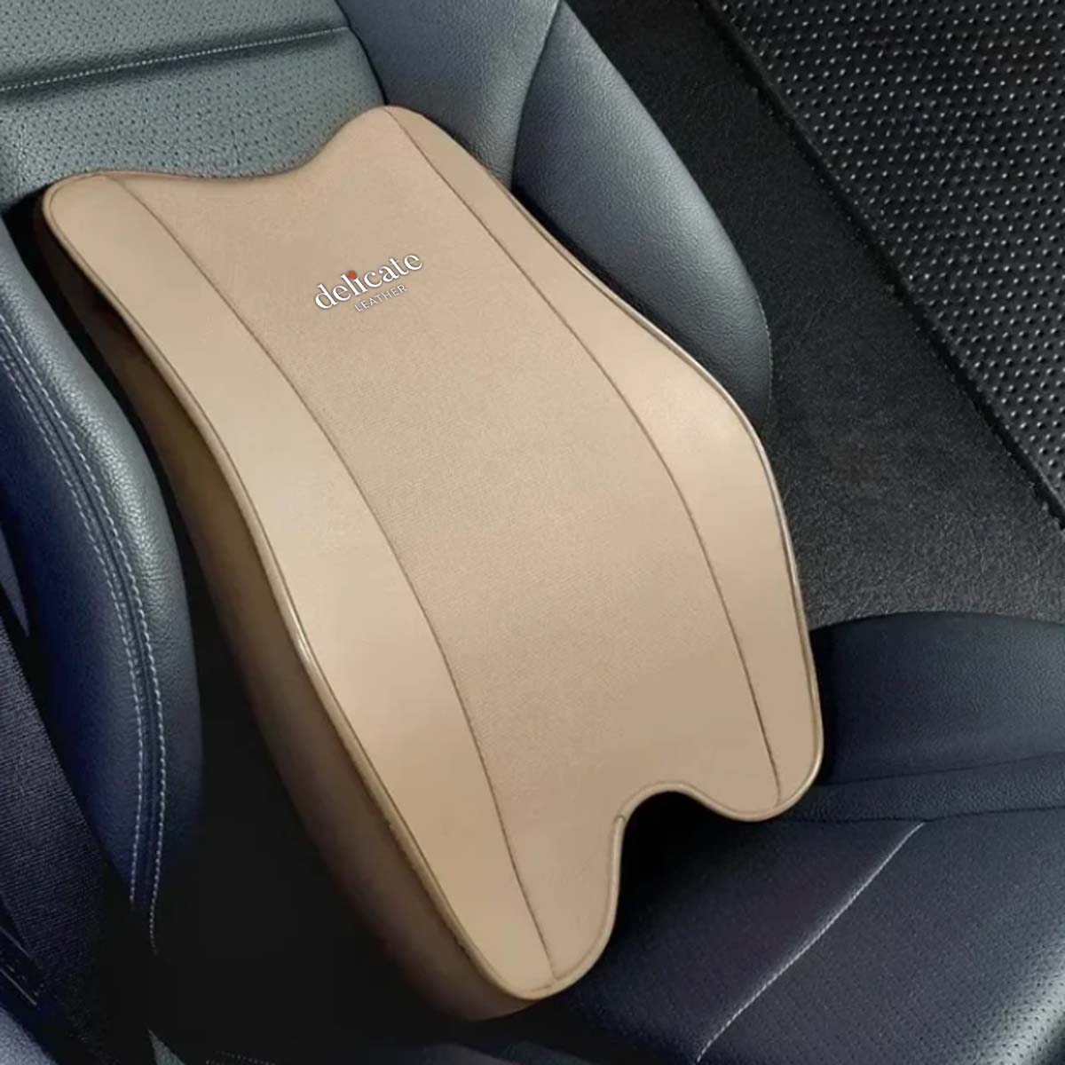 Delicate Leather 2/1PCS Car Headrest Neck Support Pillow with Breathable Memory Foam Rebound Guard and Universal Car Lumbar Pillow - Delicate Leather